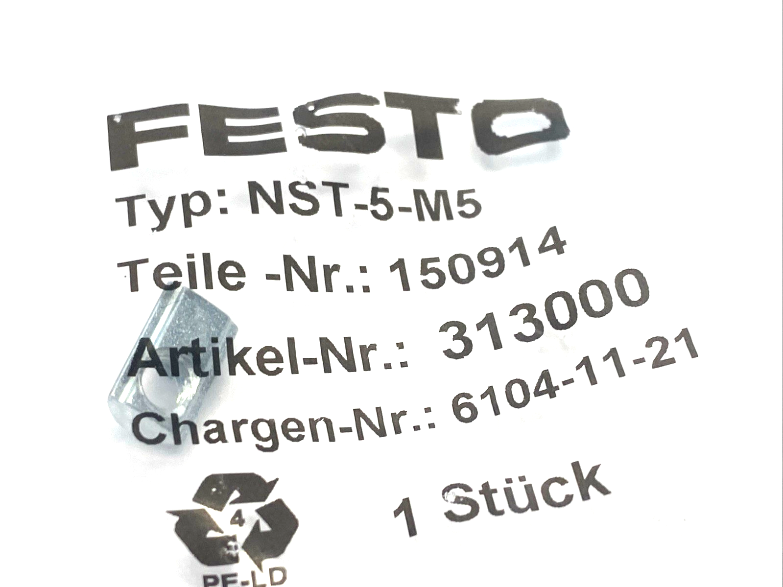 Festo NST-5-M5 Slot Nut 150914 LOT OF 4 - Maverick Industrial Sales