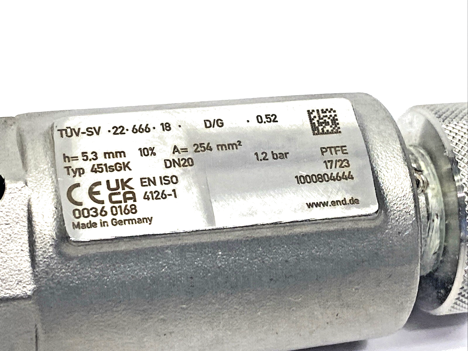 451sGK-20-f/f-PTFE | Goetze Armaturen Angled Safety Valve 1.2bar DN20 - New – Open box - Maverick Industrial Sales
