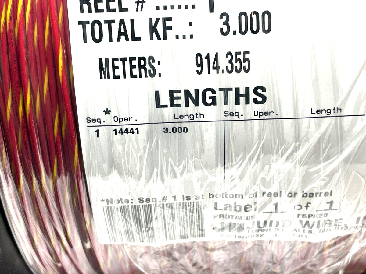 H09216 | Judd Wire Lead Wire 18AWG 300V Red/Yellow 3000ft Legnth - New - Maverick Industrial Sales