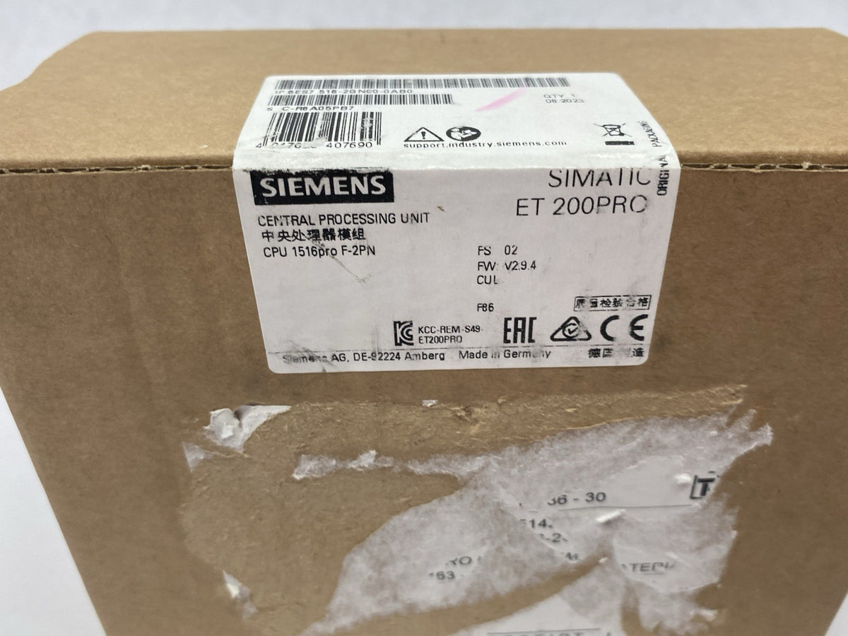 Siemens 6ES7516-2GN00-0AB0 SIMATIC DP CPU Unit 1516PRO F-2 PN for ET 200pro - Maverick Industrial Sales