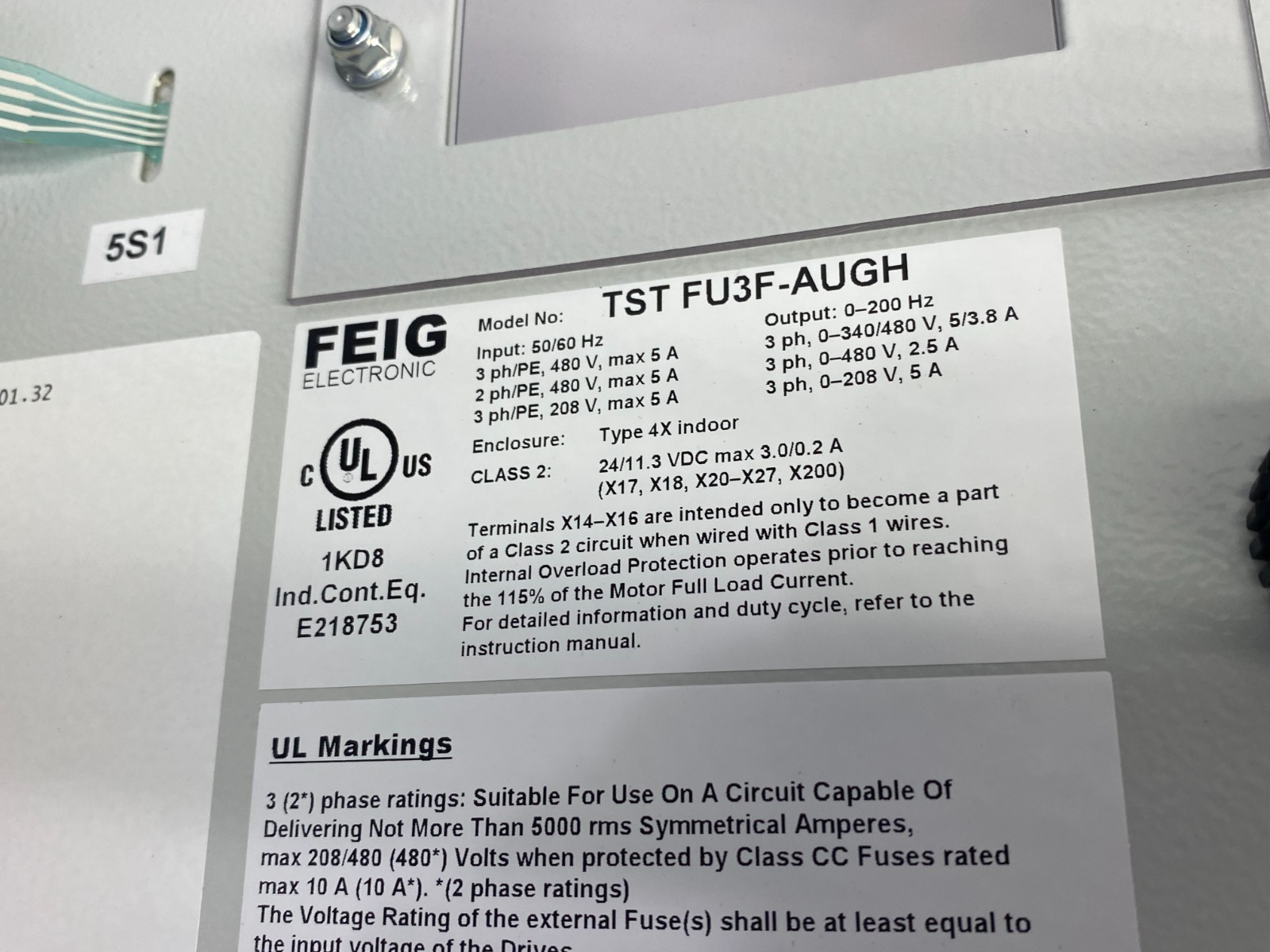 FEIG Electronic TST FU3F-AUGH 3-Phase Door Control Unit 3x200V-480V - Maverick Industrial Sales