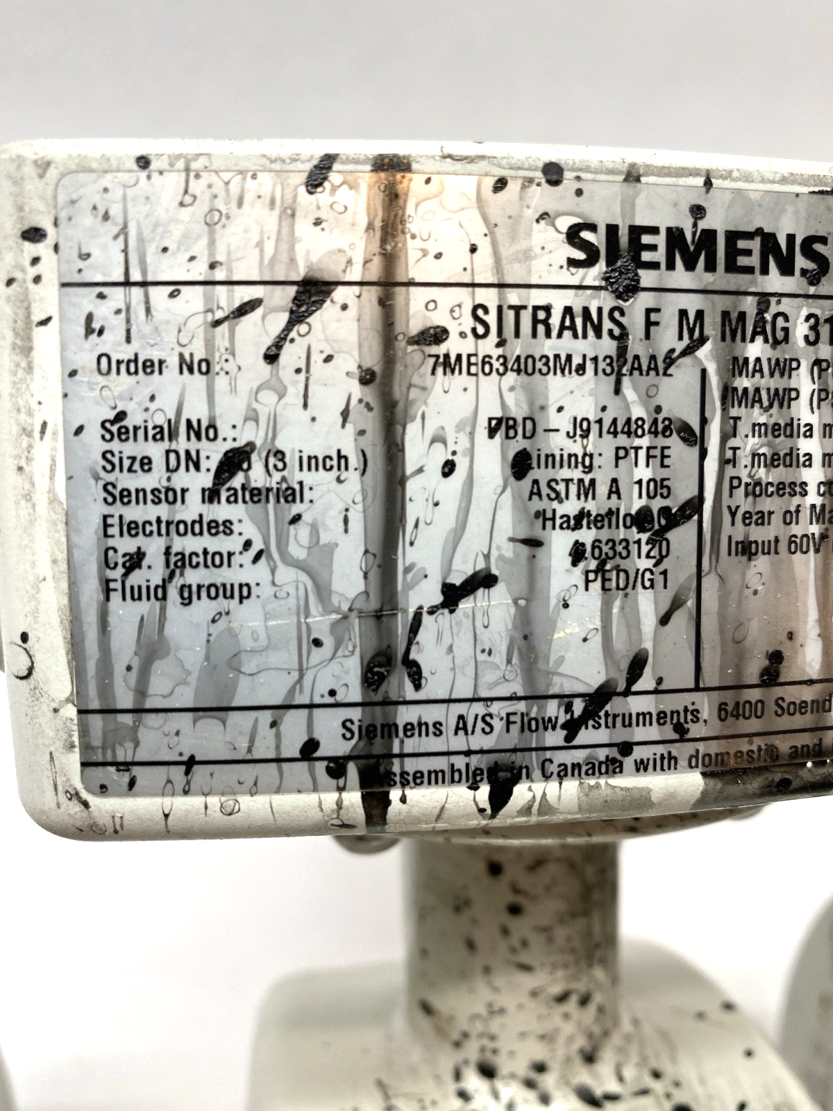 Siemens Sitrans FM MAG 3100 P Full Bore Electromagnetic Flow Sensor 3 Inch - Maverick Industrial Sales