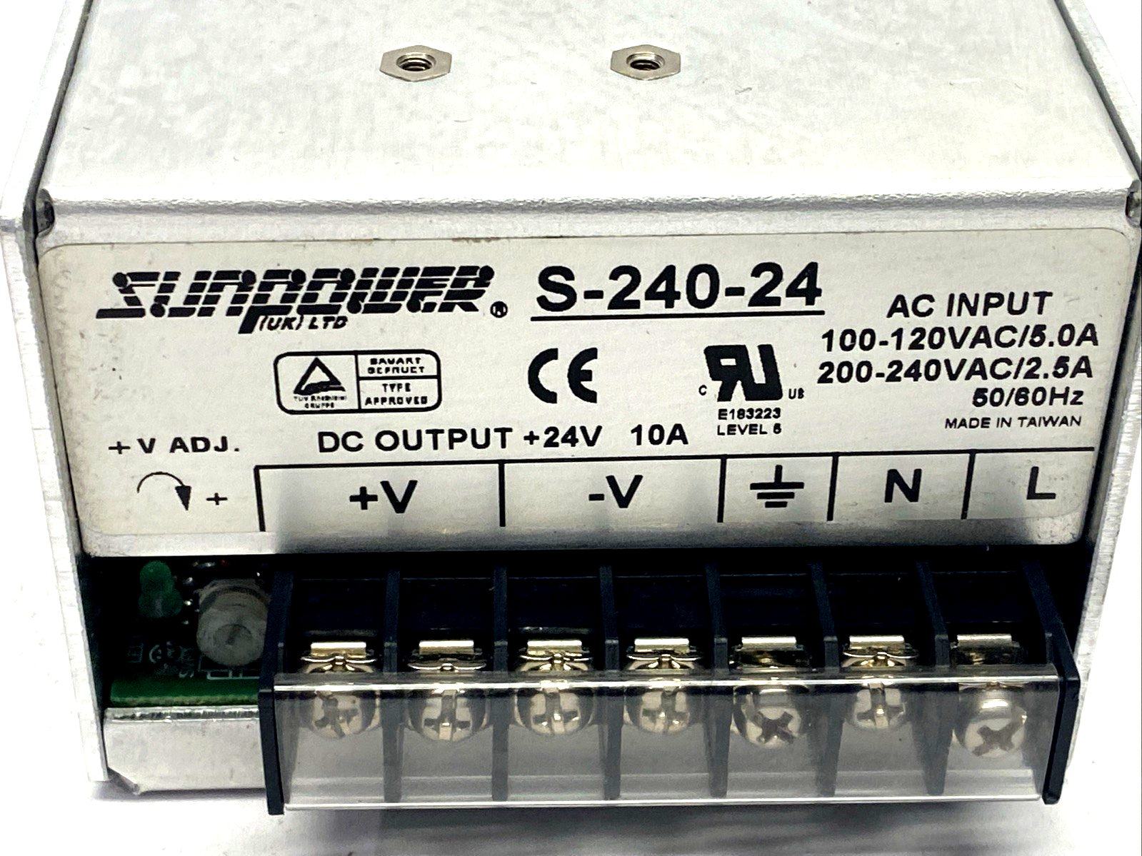 S-240-24 | Sunpower Power Supply 100-240VAC 24VDC 10A - Used - Maverick Industrial Sales