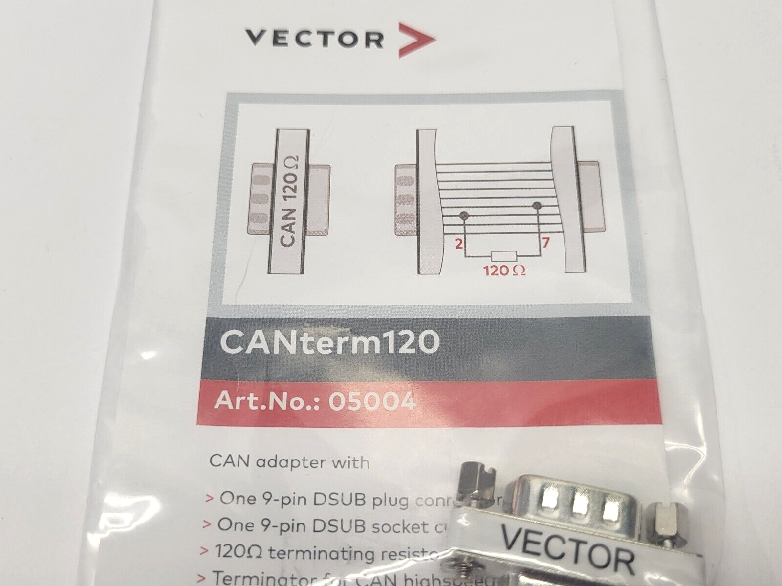 Vector CANterm120 Terminal Resistor 9-Pin DSUB Connector 05004 - Maverick Industrial Sales