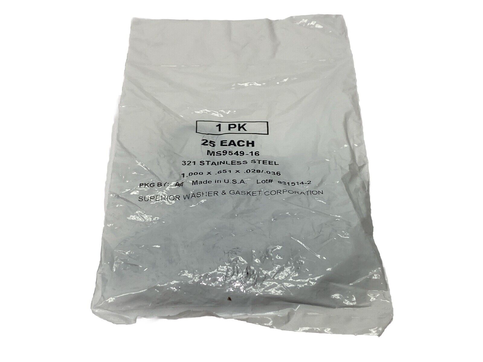 Superior Washer & Gasket MS9549-16 Washer SS 1.000 x 0.651 x 0.028" PKG OF 25 - Maverick Industrial Sales