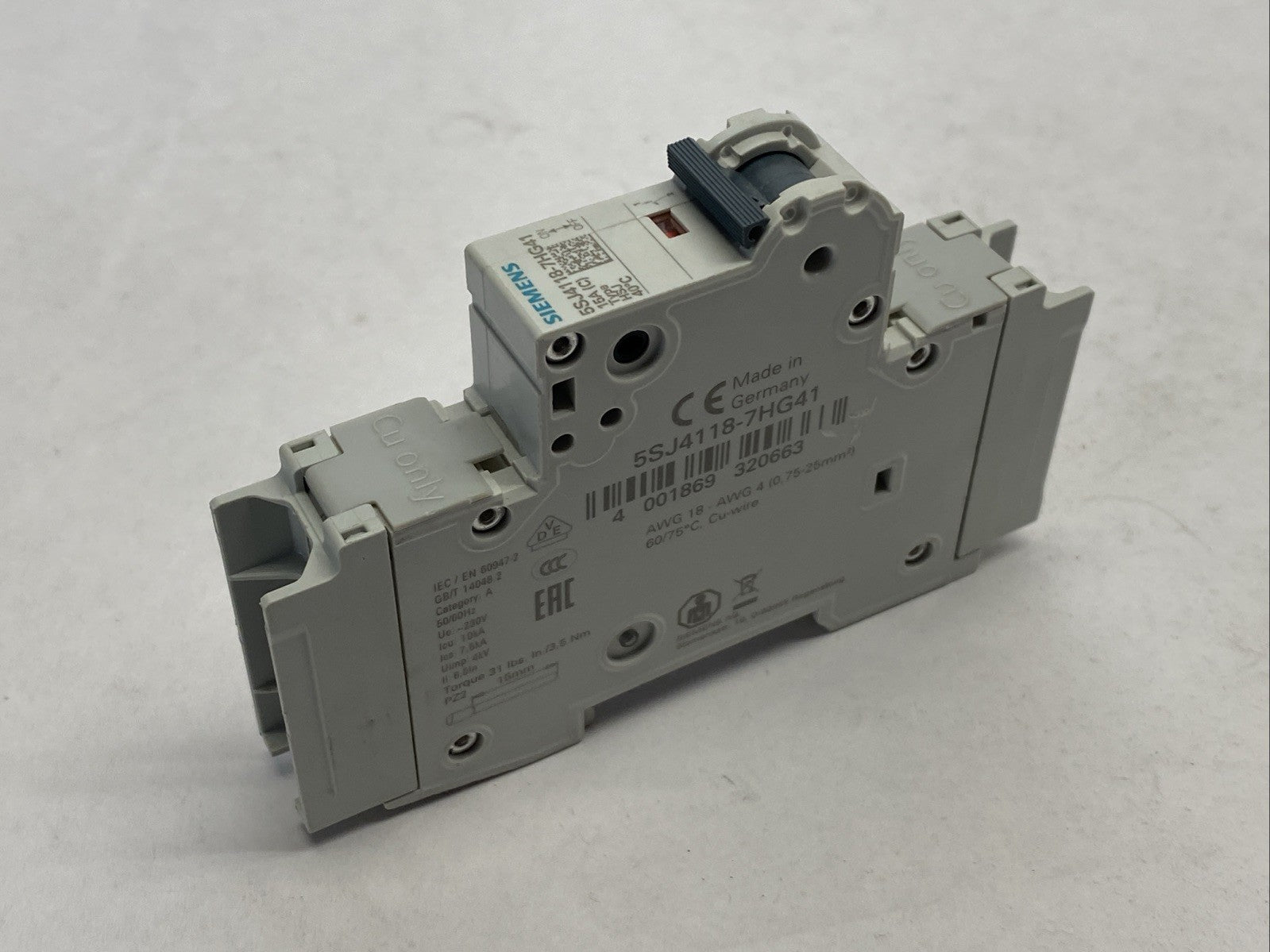 Siemens 5SJ4118-7HG41 Miniature Circuit Breaker 1-Pole 15A 240V - Maverick Industrial Sales