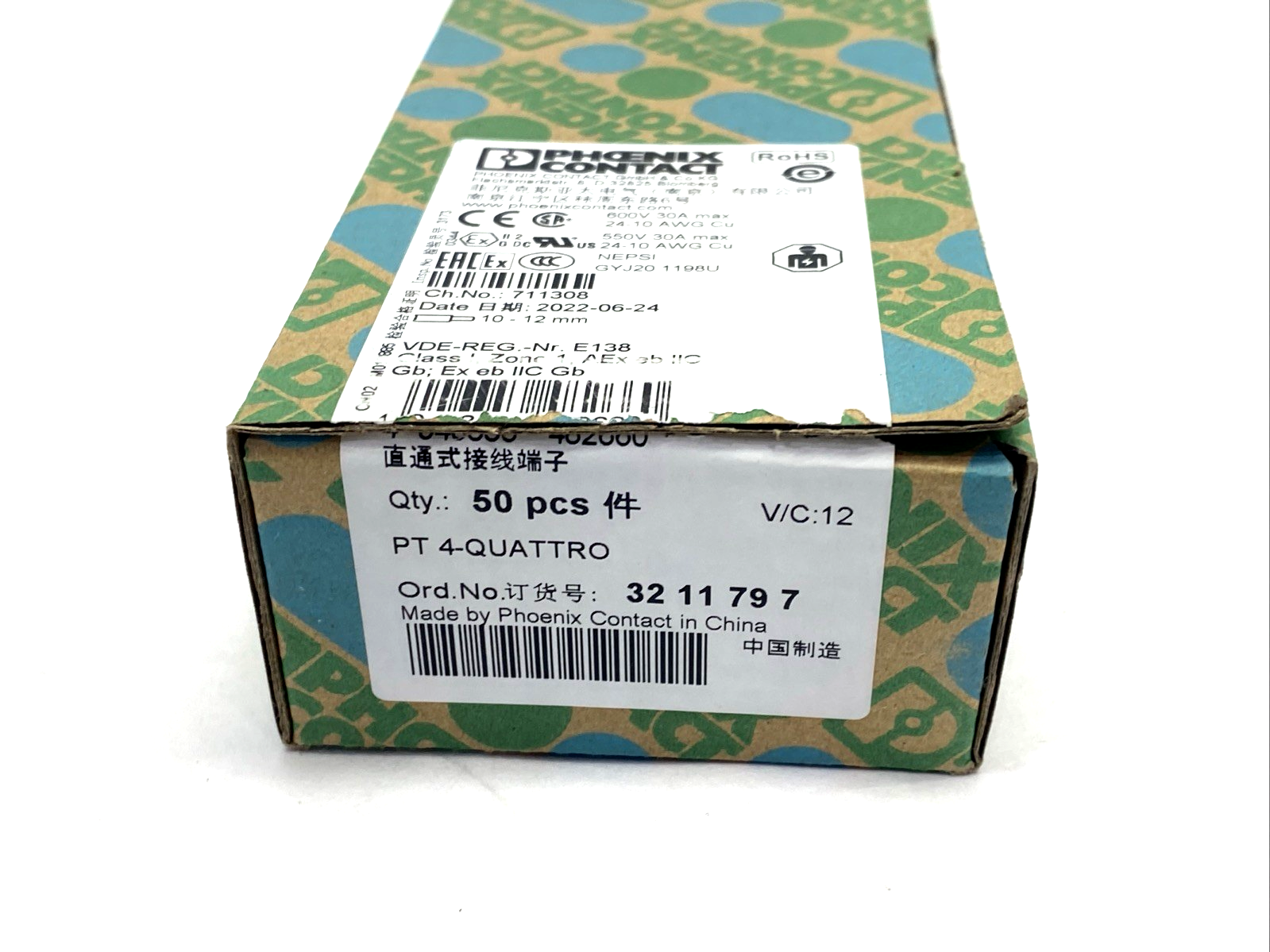 Phoenix Contact PT 4-QUATTRO Feed-Through Terminal Block 3211797 LOT OF 41 - Maverick Industrial Sales