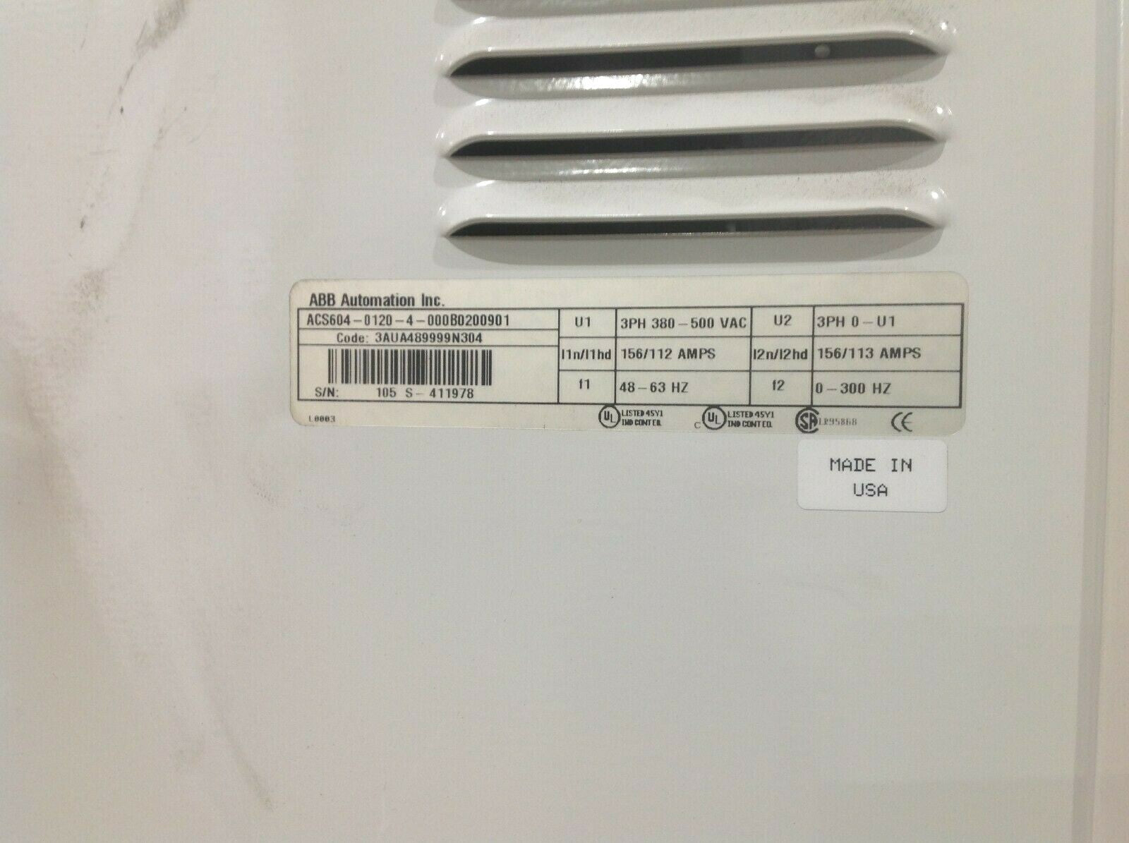 ABB ACS604-0120-4-000B0200901 Motor Variable Frequency Drive 3 PH 3AUA489999N304 - Maverick Industrial Sales