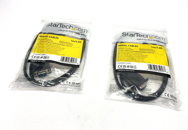 StarTech SCNM9FF1MBK 1m Black DB9 RS232 Serial Null Modem Cable F/F LOT OF 2 - Maverick Industrial Sales