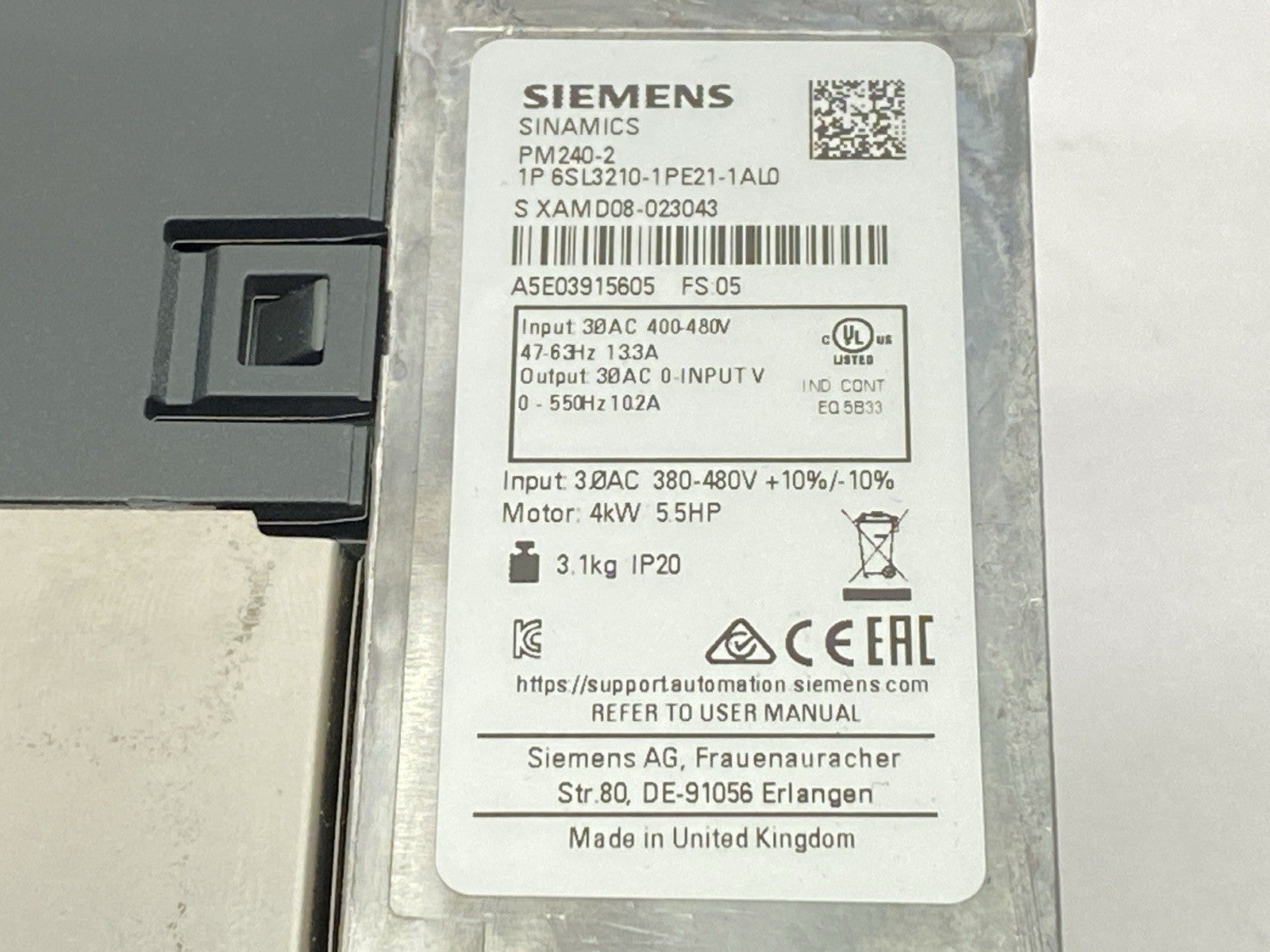 Siemens 6SL3210-1PE21-1AL0 Power Module 4kW 5.5HP PM240-2 - Maverick Industrial Sales
