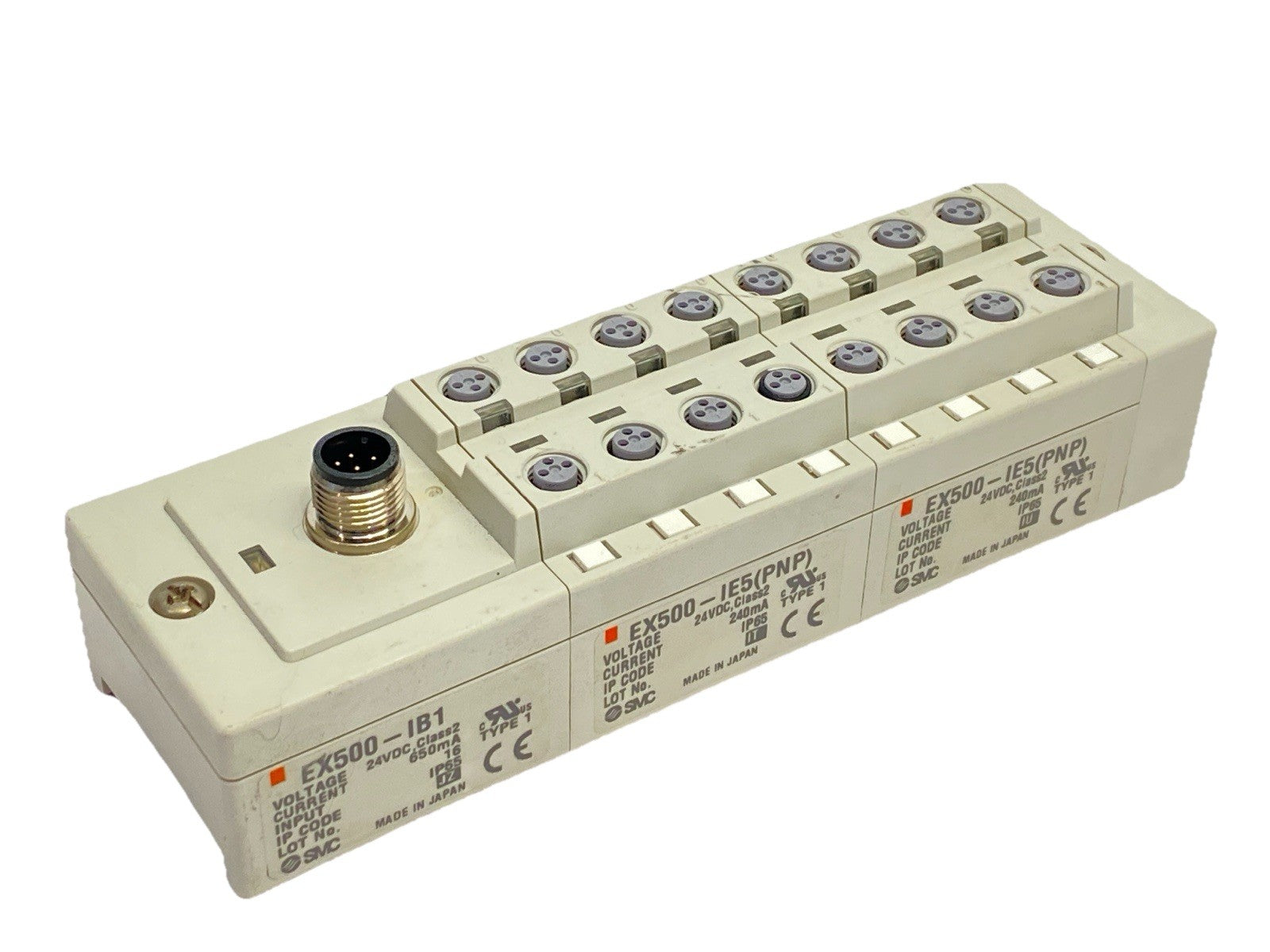 SMC EX500-IB1 DeviceNet Input Base Unit w/ 2x EX500-IE5 Input Block 8x M8 3-Pin - Maverick Industrial Sales