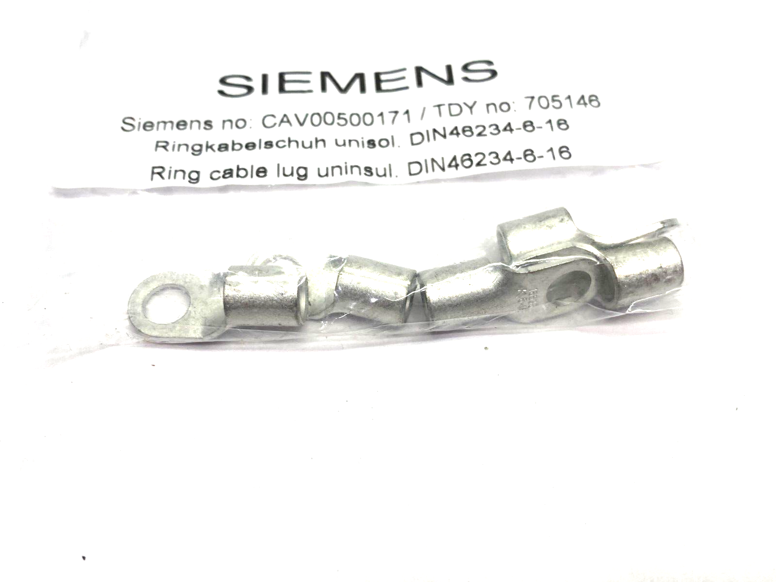 Siemens CAV00500171 Ring Cable Lug DIN46234-6-16 PKG OF 5 - Maverick Industrial Sales