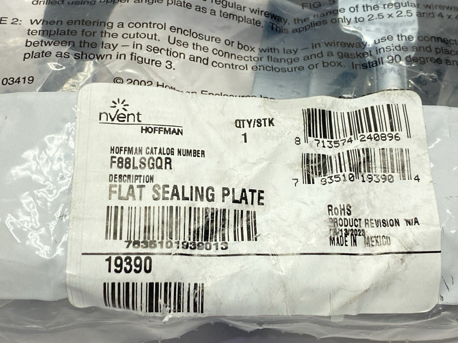 Hoffman F88LSGQR Quick-Release Flat Wireway Sealing Plate 8" x 8" Gray 19390 - Maverick Industrial Sales