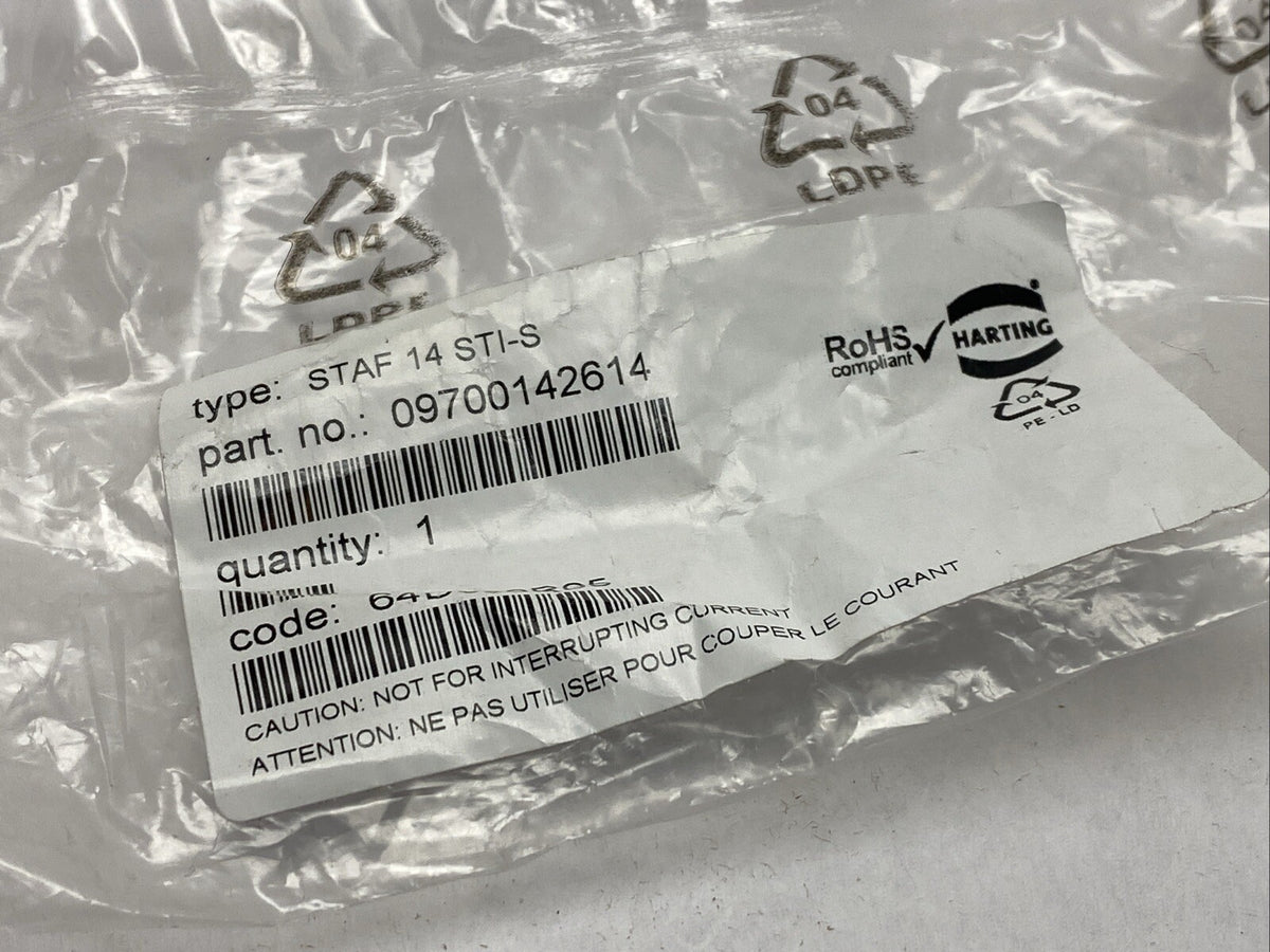 09700142614,STAF 14 STI-S | Harting 09700142614 STAF 14 STI-S Screw Terminal Insert Size 10A 14-Pin Male - New – Open box - Maverick Industrial Sales