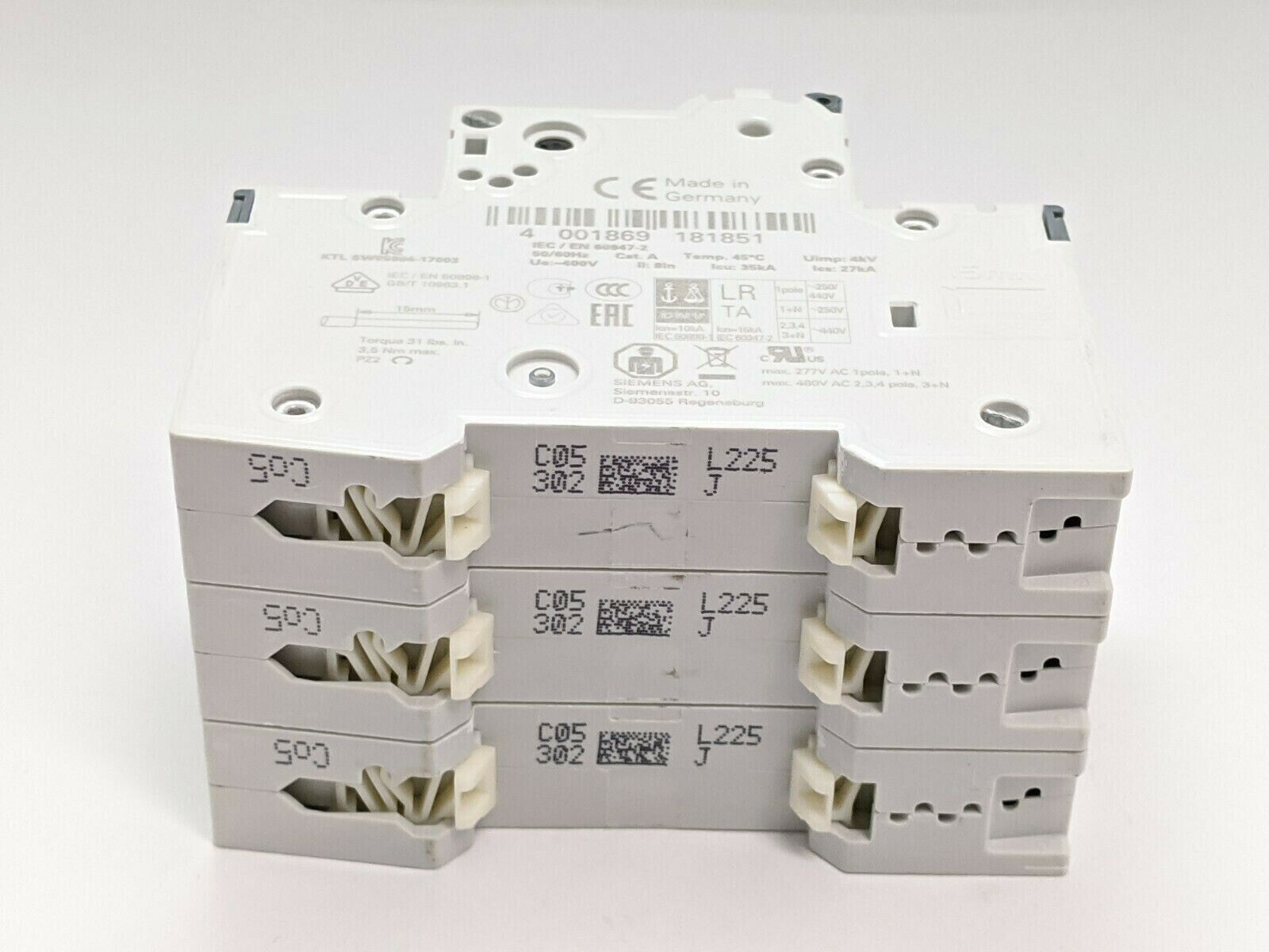 Siemens 5SY4305-7 Miniature Circuit Breaker 3 Pole .5 Amp - Maverick Industrial Sales