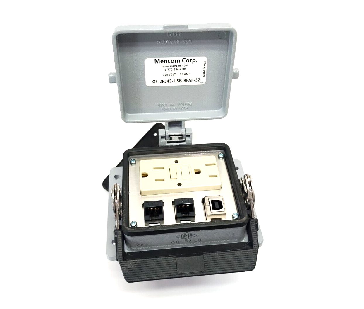 Mencom GF-2RJ45-USB-BFAF-32 Panel Interface Connector, GFCI Duplex, RJ45, USB - Maverick Industrial Sales