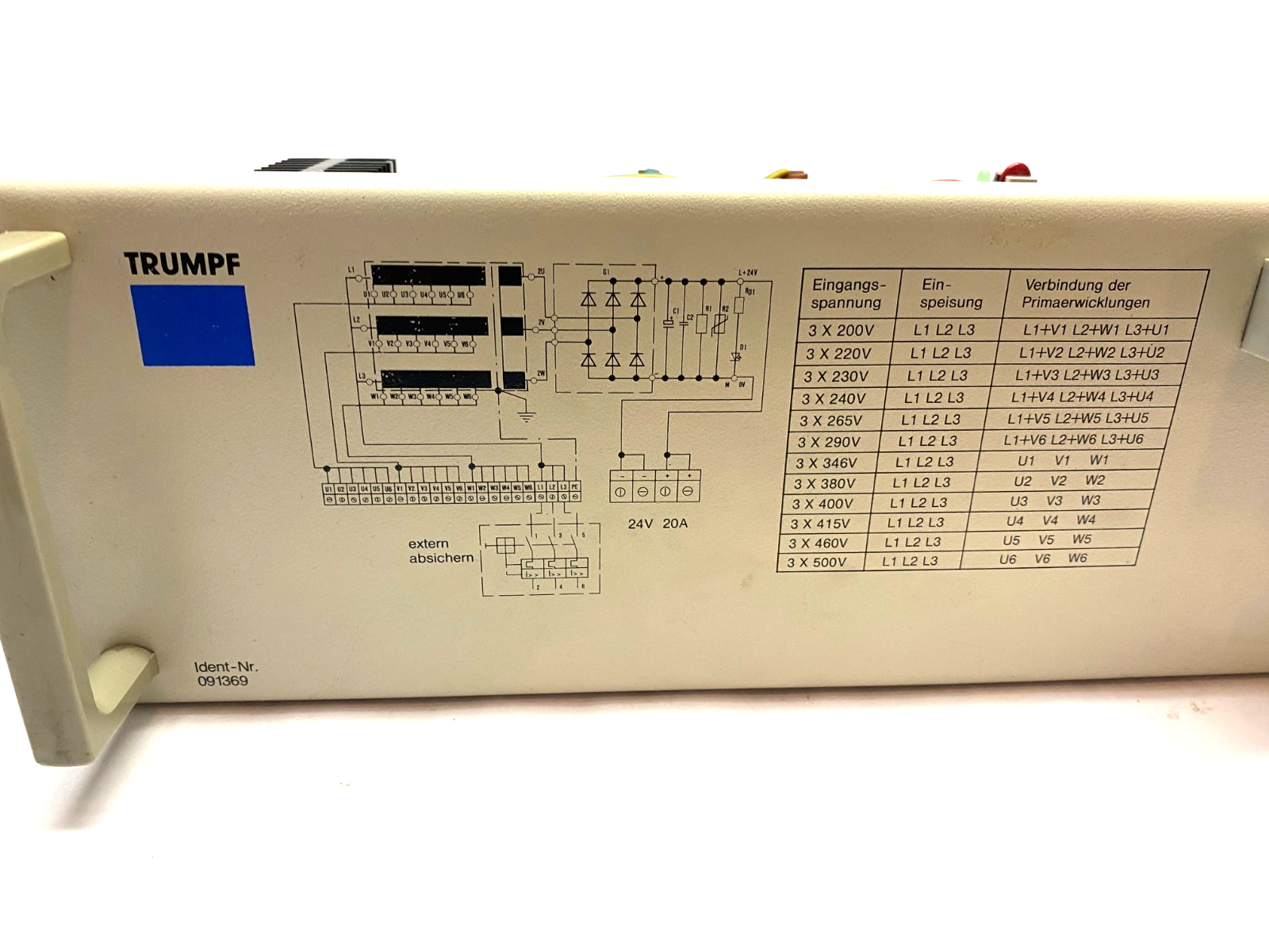 G34900-A3007,091369 | Trumpf Siemens G34900-A3007 3-Phase Power Supply 24VDC 20A 200-500V 091369 - Used - Maverick Industrial Sales