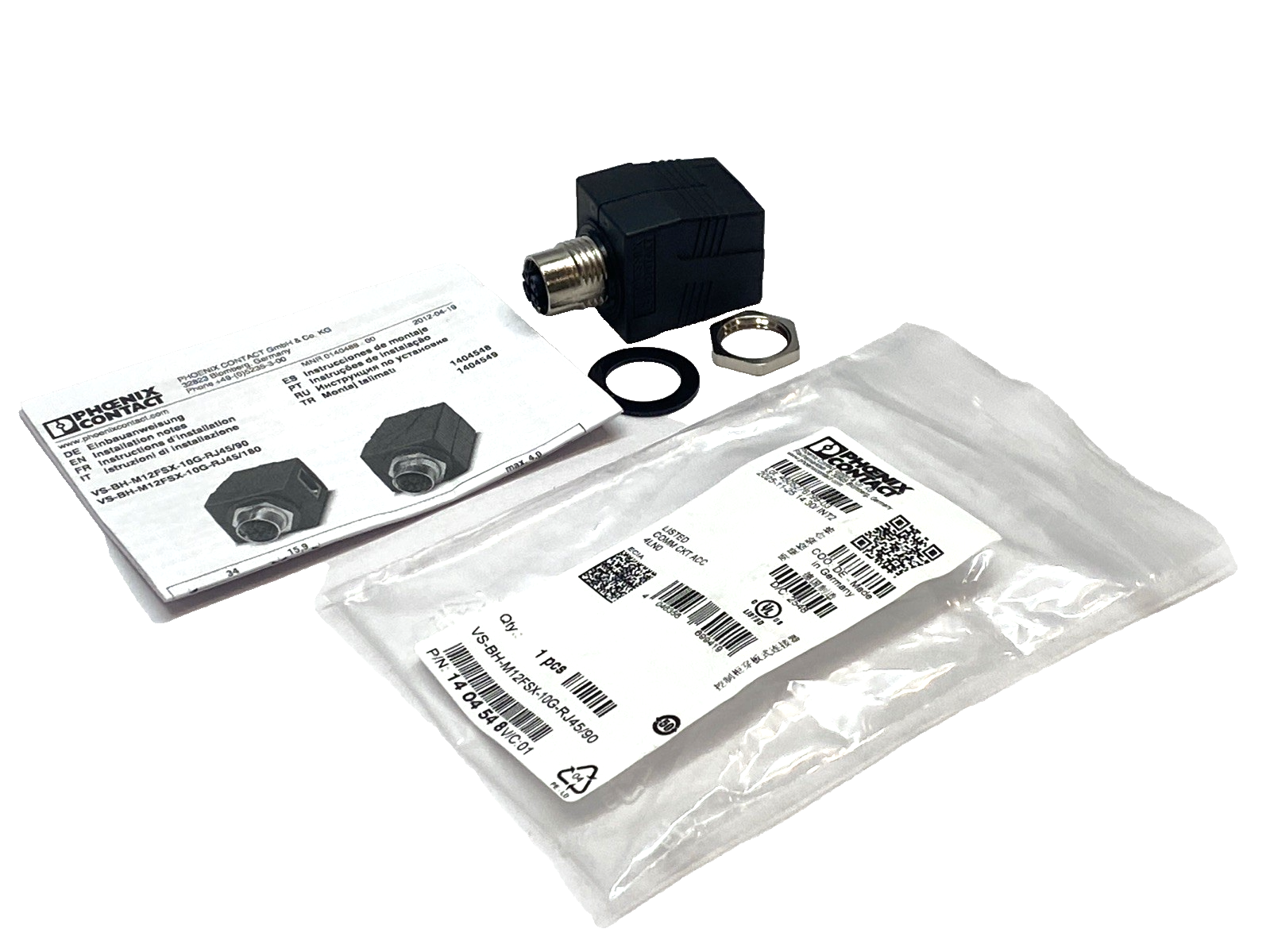 Phoenix Contact VS-BH-M12FSX-10G-RJ45/90 Control Cabinet Feed-Through 1404548 - Maverick Industrial Sales