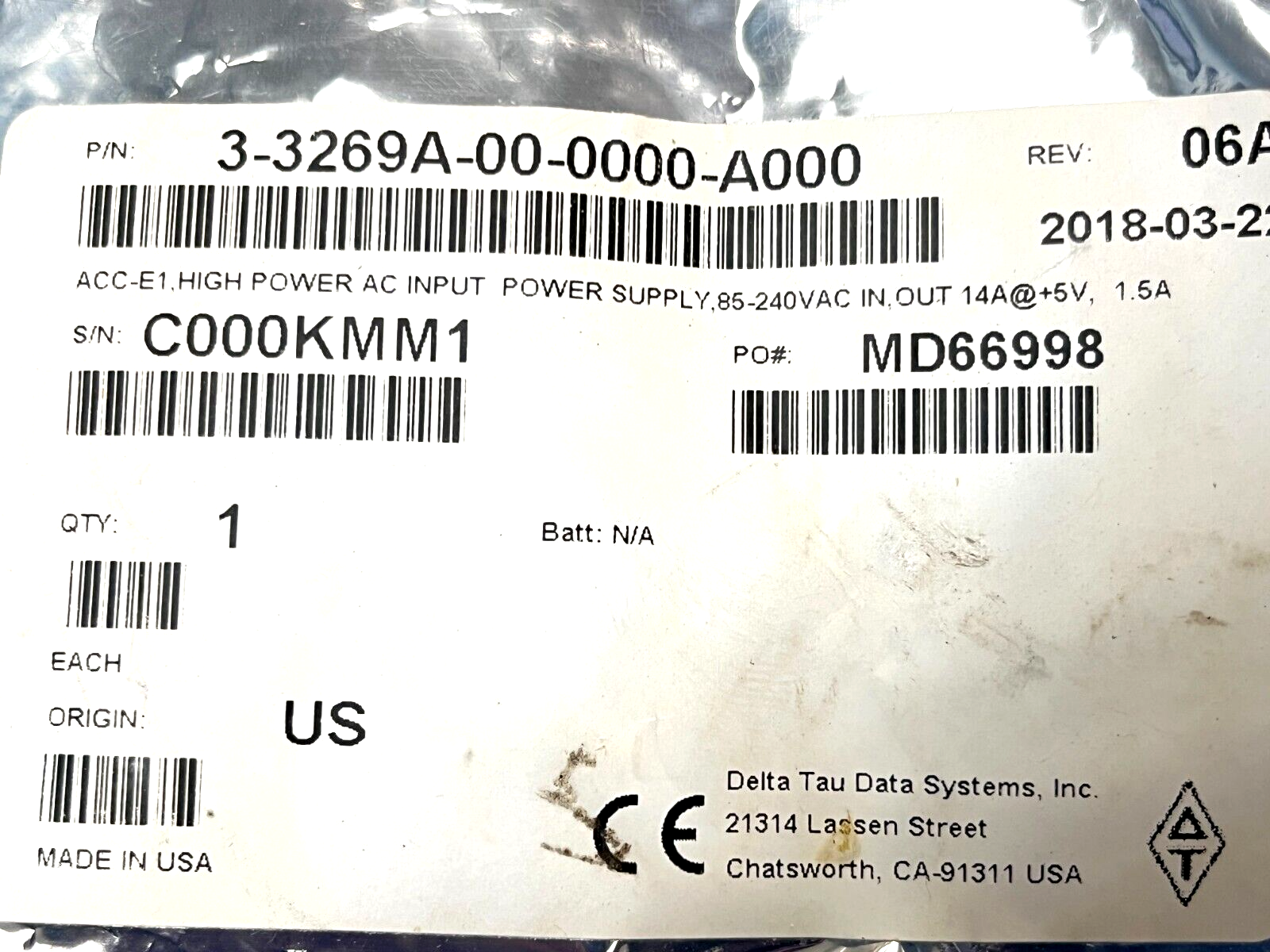 3-3269A-00-0000-A000 | Delta Tau ACC-E1 AC Power Supply - For parts or not working - Maverick Industrial Sales