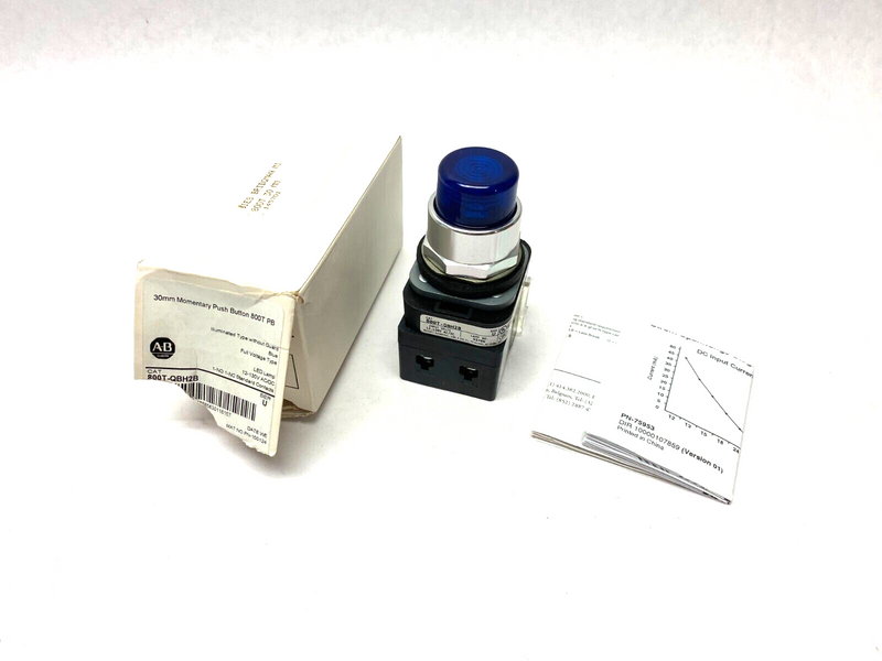 Allen Bradley 800T-QBH2B Ser. U Illuminated Momentary Pushbutton 30mm Blue - Maverick Industrial Sales