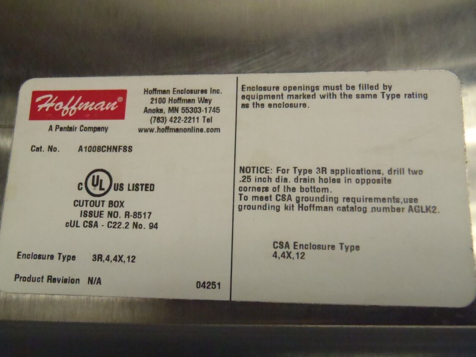 Weigh-Tronix RCU-7 Relay Enclosure D26322-0014 0260210 REV G 04-43 - Maverick Industrial Sales