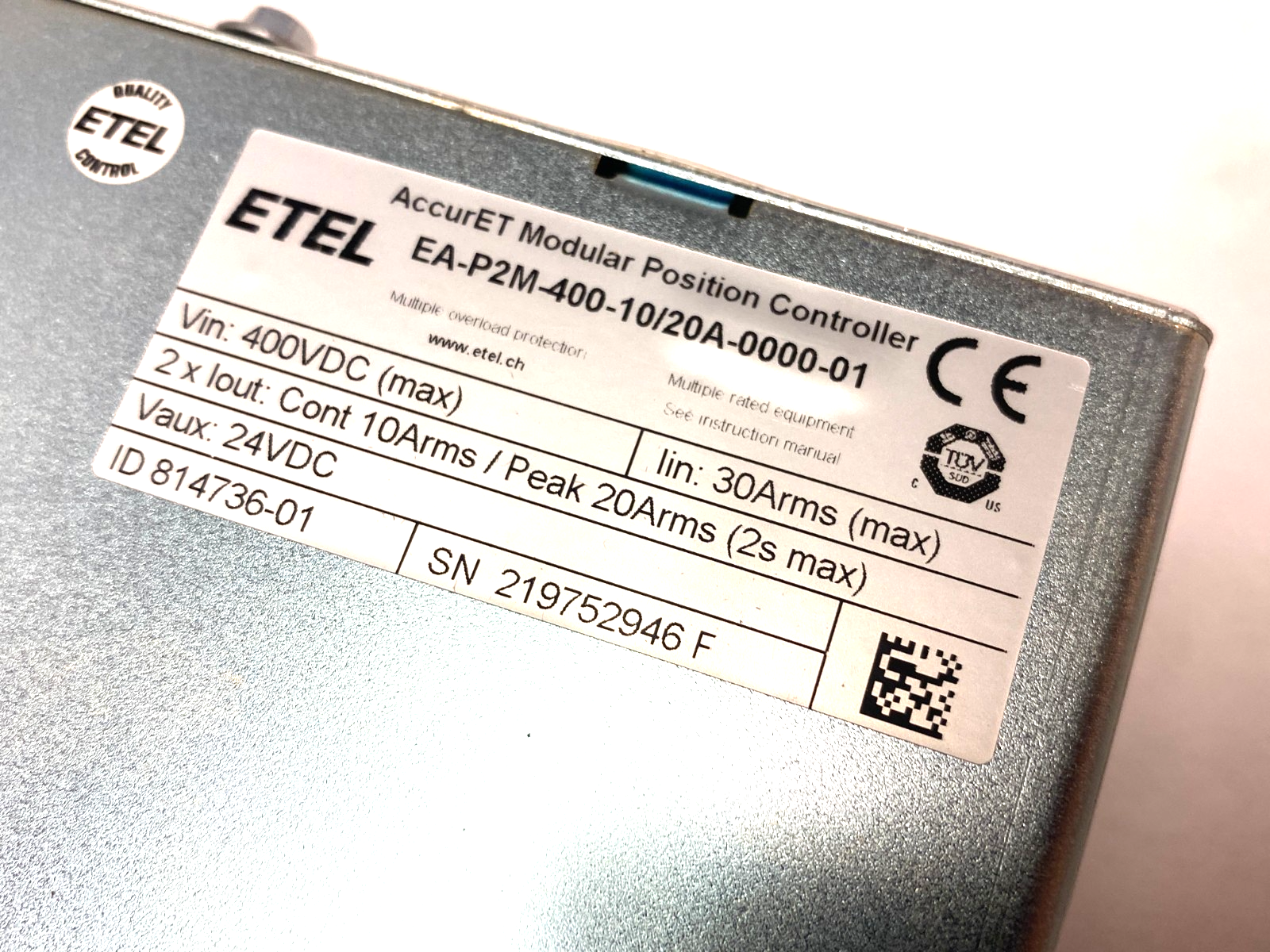 ETEL EA-P2M-400-10/20A-0000-01 AccurET Modular Position Controller 814736-01 - Maverick Industrial Sales