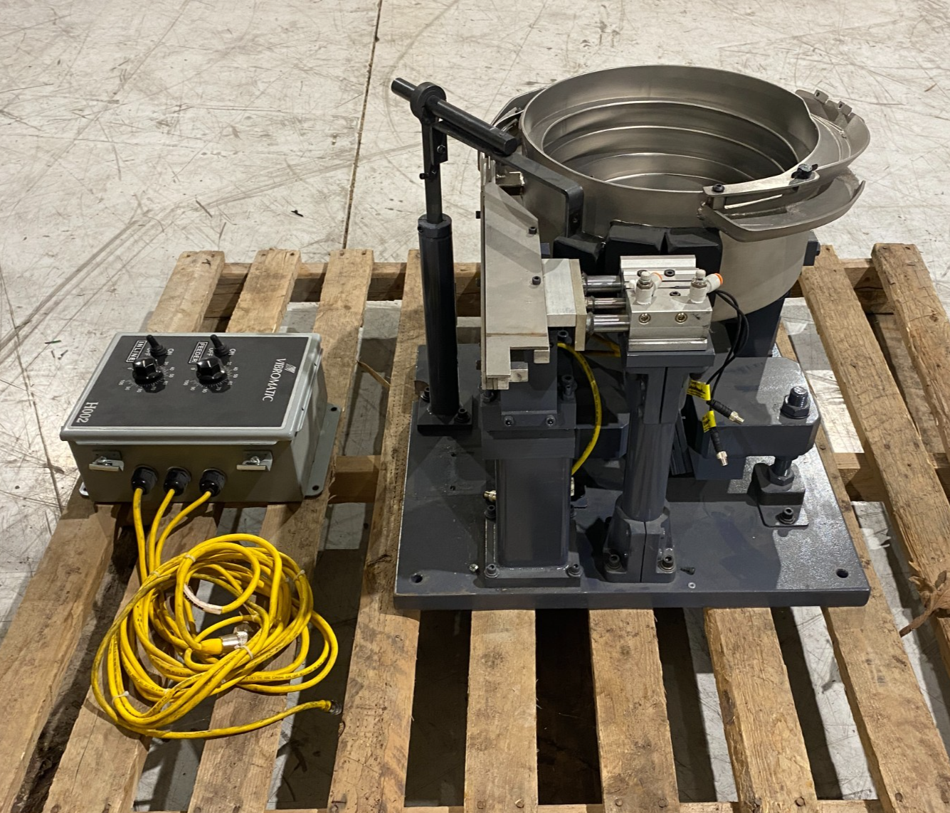 Vibromatic 12" Vibrating Bowl Feeder w/ H002 Feeder/Incline Controller - Used - Maverick Industrial Sales
