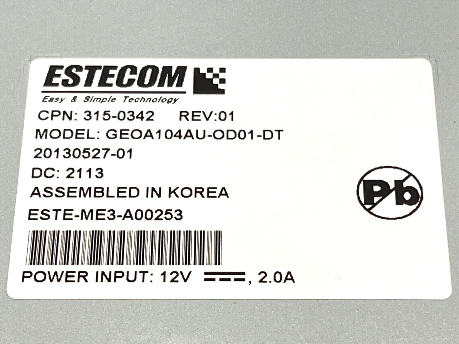 Estecom GEOA104AU-OD01-DT Rev:01 10.4" Open Touch Frame Monitor 315-0342 - Maverick Industrial Sales