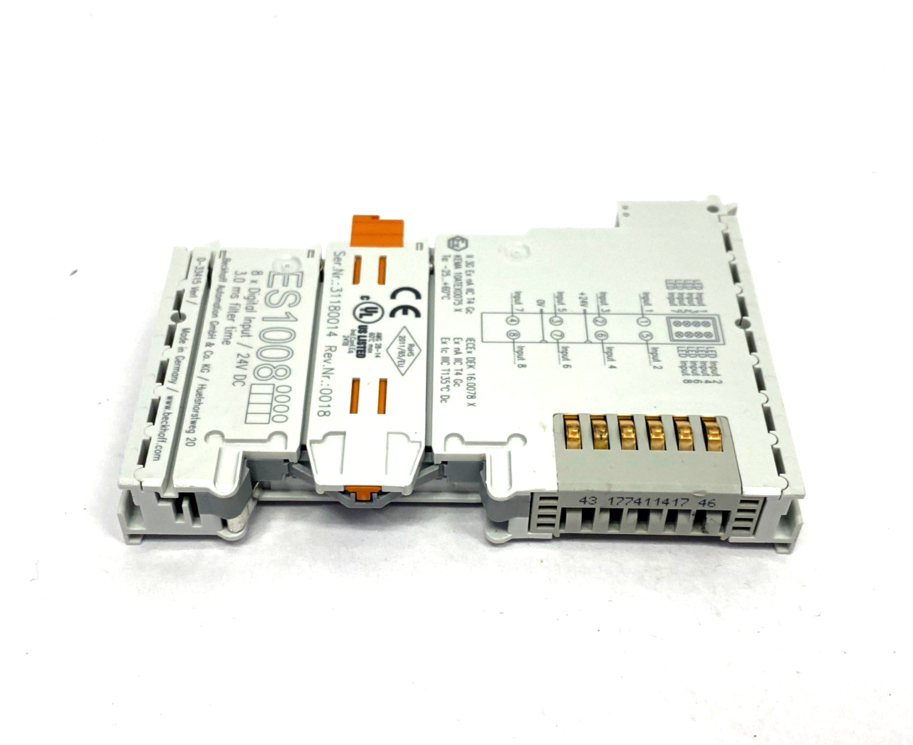 Beckhoff ES1008 Digital Input Module MISSING TERMINAL - Maverick Industrial Sales