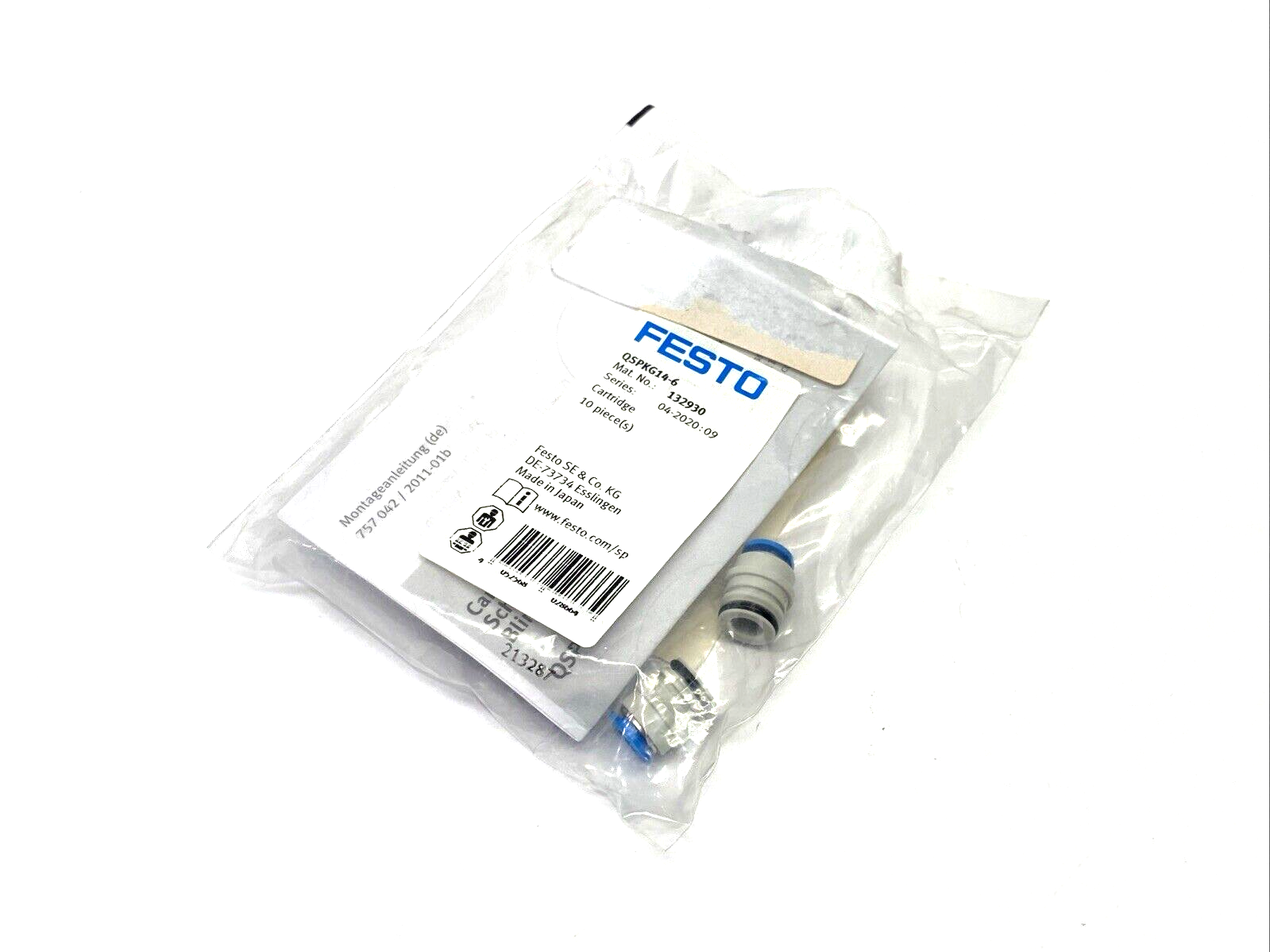 Festo QSPKG14-6 Cartridge 14mm, For 6mm O.D. Tube 132930 LOT OF 10 - Maverick Industrial Sales