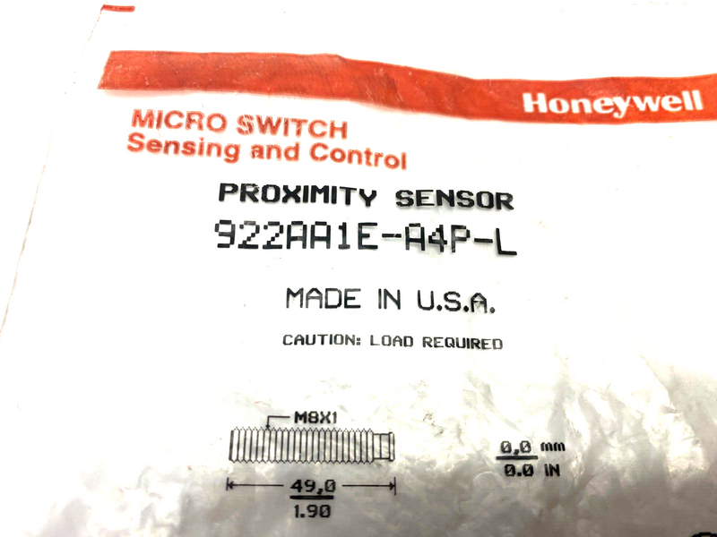 Honeywell 922AA1E-A4P-L Micro Switch Proximity Sensor M8 Barrel - Maverick Industrial Sales