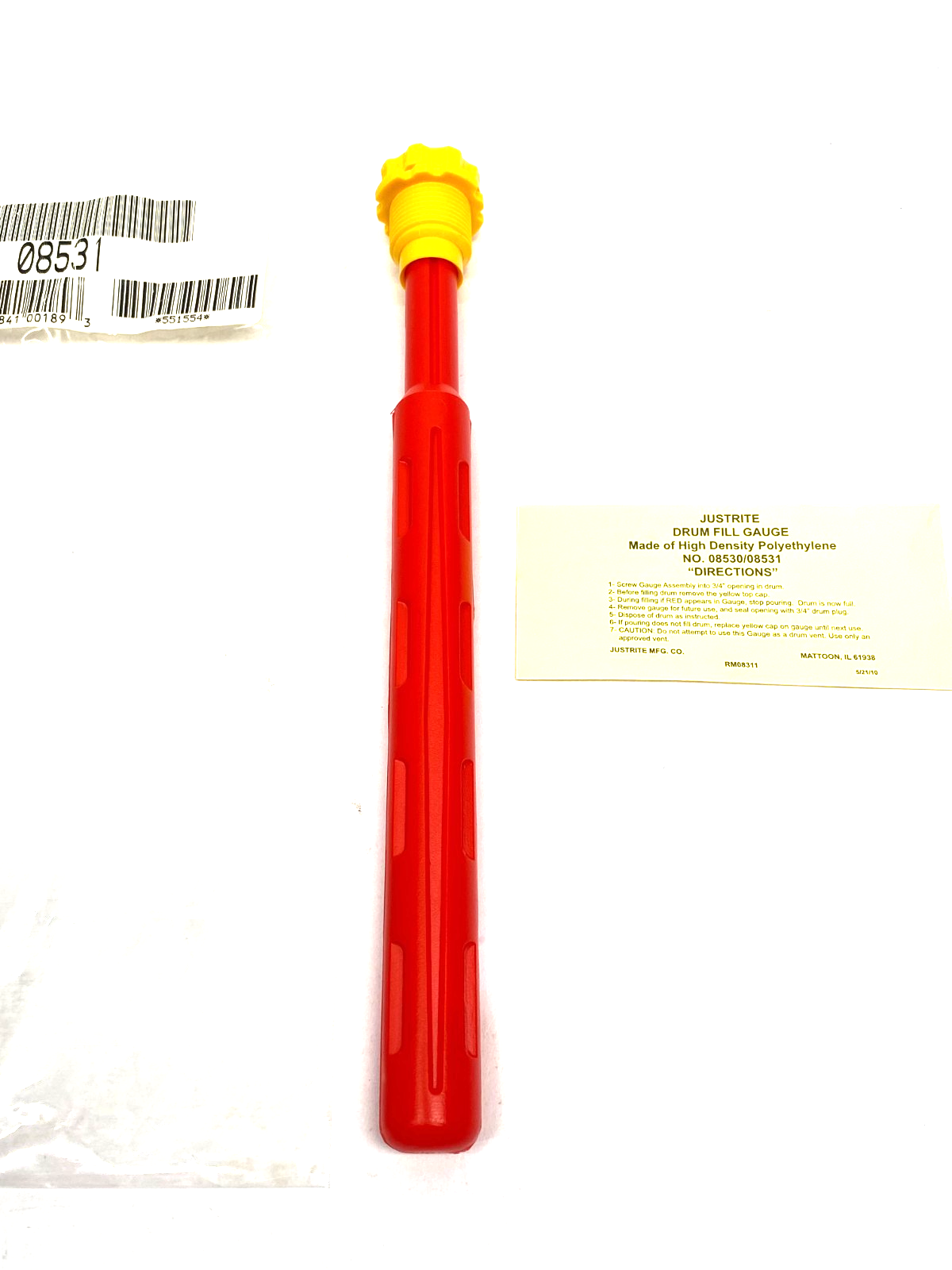 08531 | Justrite Vertical Drum Fill Pop Up Gage 3/4" Diameter, 11" Length - New - Maverick Industrial Sales