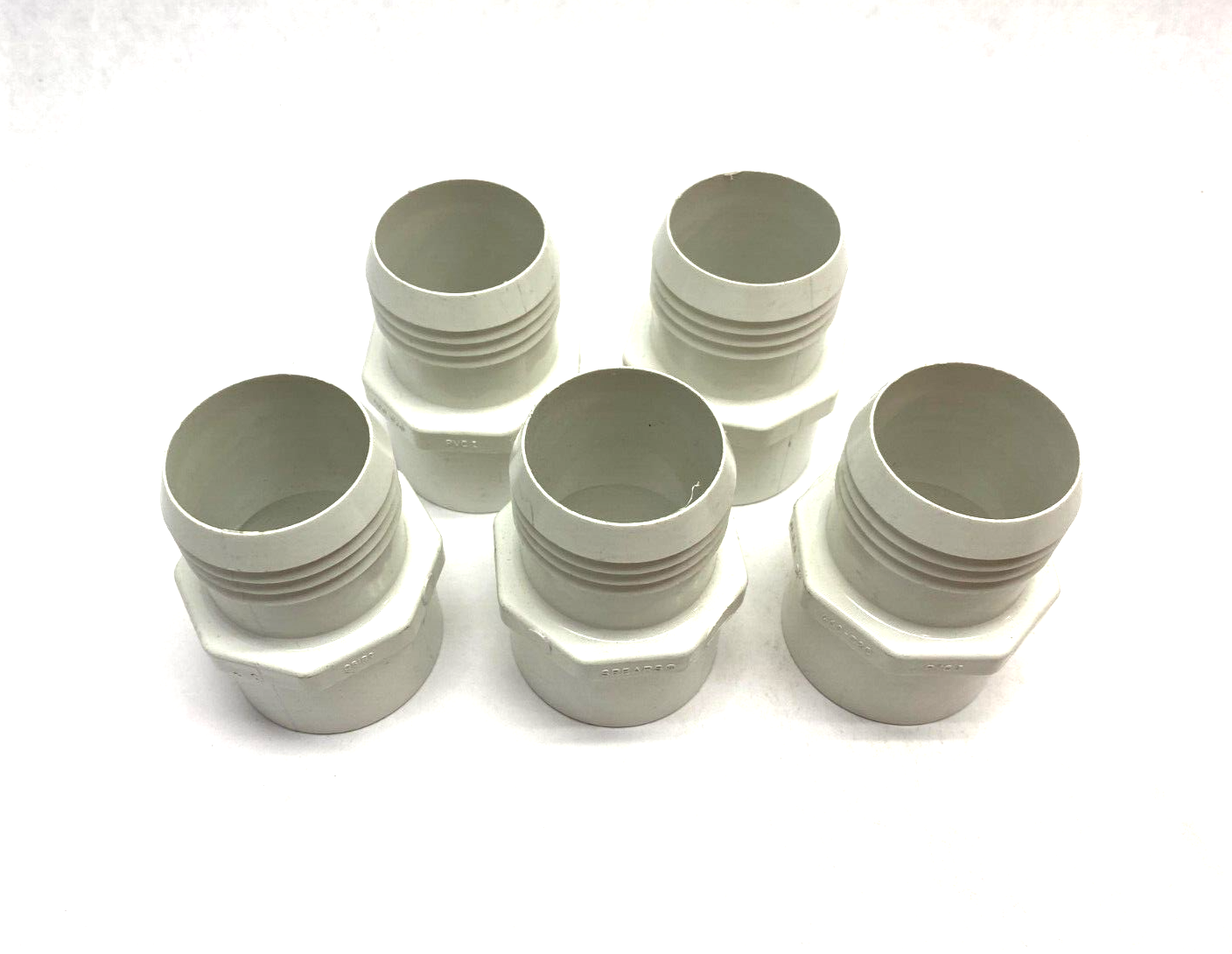 Spears 460-020 Straight Threaded Barb Hose Adapter Fitting 2" PVC SCH40 LOT OF 5 - Maverick Industrial Sales