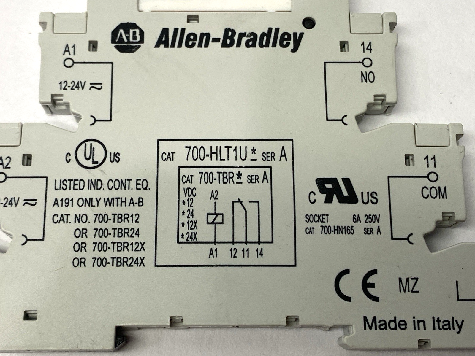 700-HLT1U24 | Allen Bradley Ser. A Terminal Block Relay w/ 700-TBR24 Ser. A Relay - Used - Maverick Industrial Sales