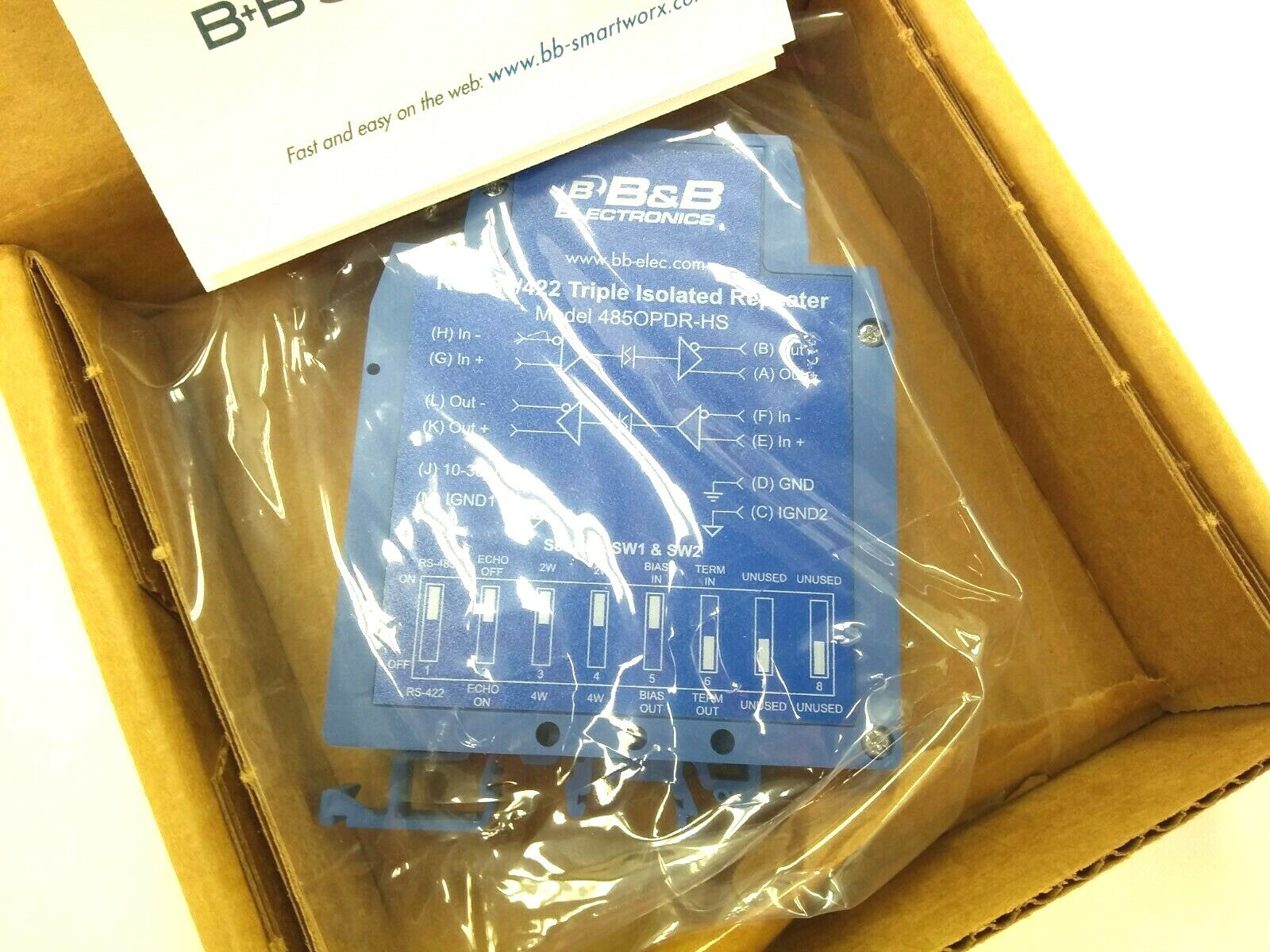 B+B SmartWorx 485OPDR-HS Advantech Isolated Repeater, High Speed B and B - Maverick Industrial Sales