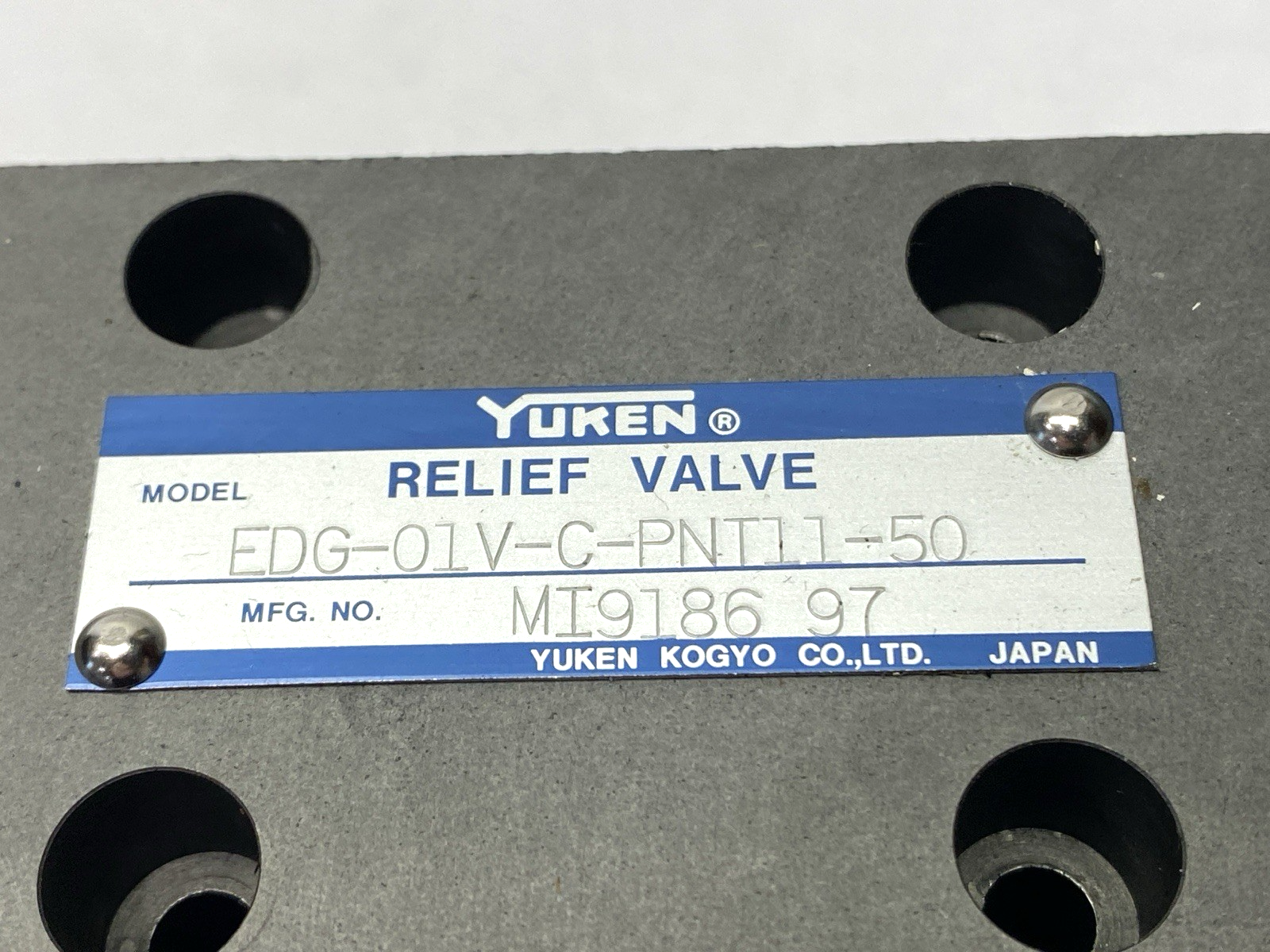 Yuken EDG-01V-C-PNT11-50 Proportional Relief Valve - Maverick Industrial Sales