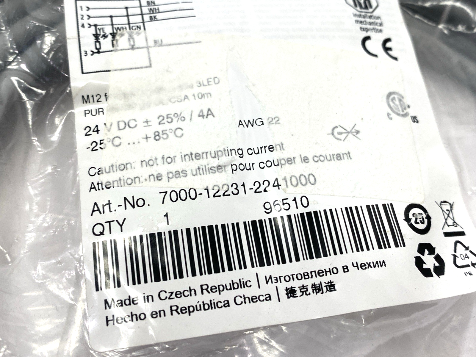 Murrelektronik 7000-12231-2241000 Single-Ended Cable M12 Female Connector 10m - Maverick Industrial Sales