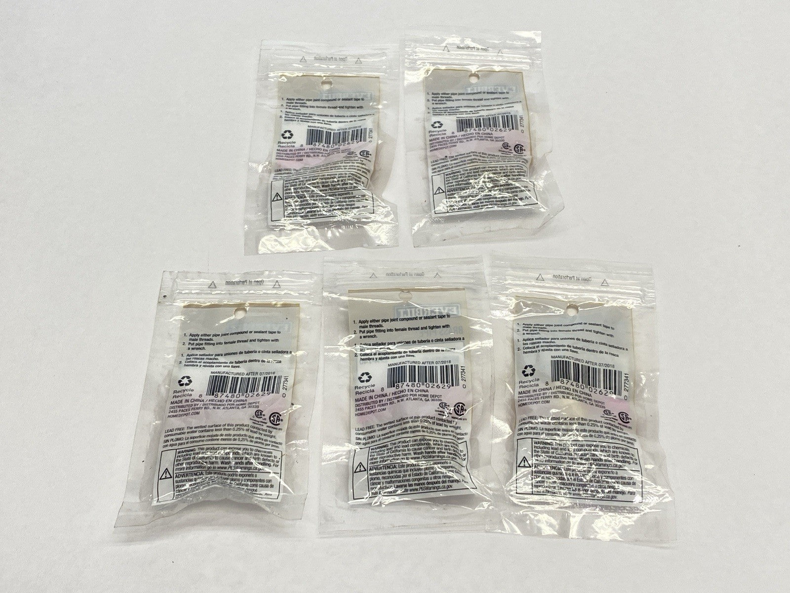 Everbilt LFA-740 Brass Pipe Nipple 1/4" x Close LOT OF 5 - Maverick Industrial Sales