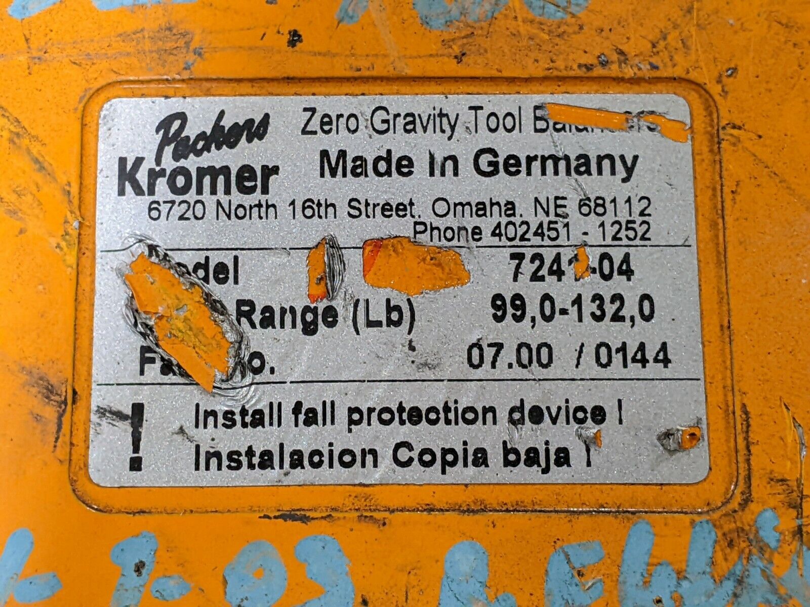 Packers Kromer 7241-4 Zero Gravity Tool Balancer 99-132 lbs NEEDS NEW CABLE - Maverick Industrial Sales