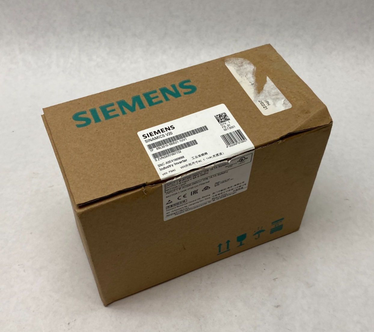 Siemens 6SL3210-5BB21-1UV1 Sinamics V20 Converter 1AC 230V 1.1kW Unfilt - Maverick Industrial Sales