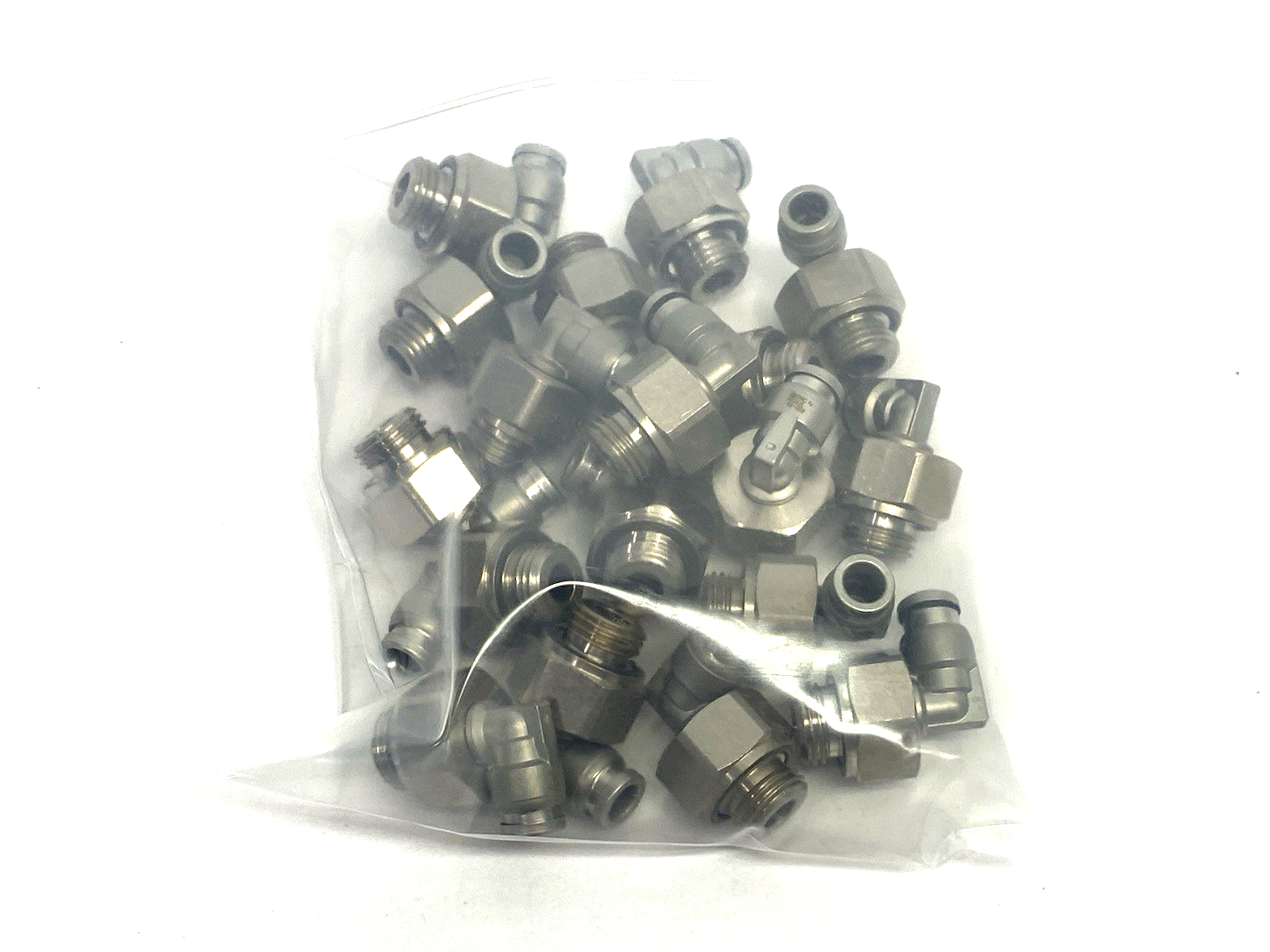 KQB2L06-G02 | SMC Metal Male Elbow Swivel Fitting 6mm OD Tube LOT OF 18 - New – Open box - Maverick Industrial Sales