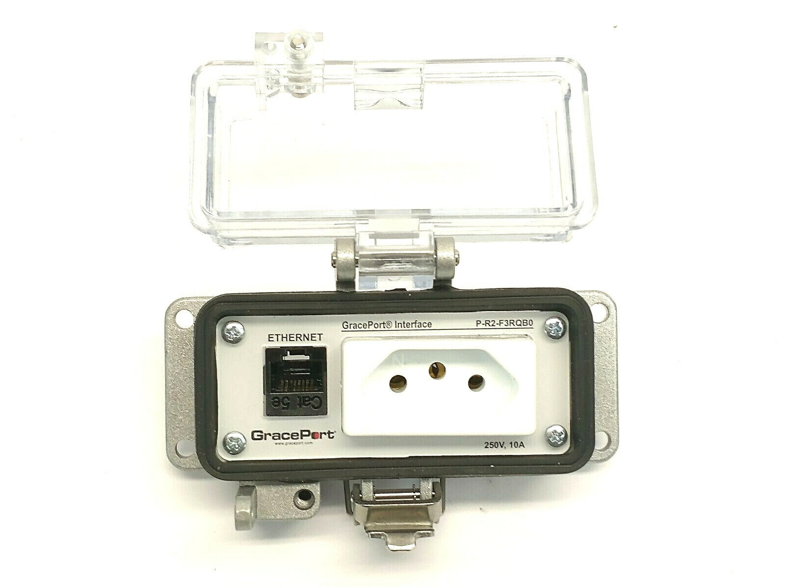 GracePort P-R2-F3RQB0 RJ45 Ethernet Panel Interface Connector 250VAC 10A - Used - Maverick Industrial Sales