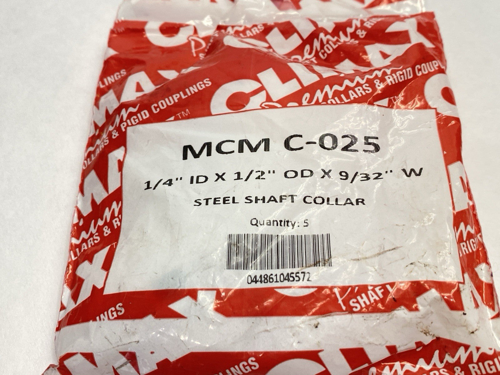 MCM C-025 | Climax Steel Shaft Collar 1/4" ID x 1/2" OD x 9/32" W LOT OF 5 - New - Maverick Industrial Sales
