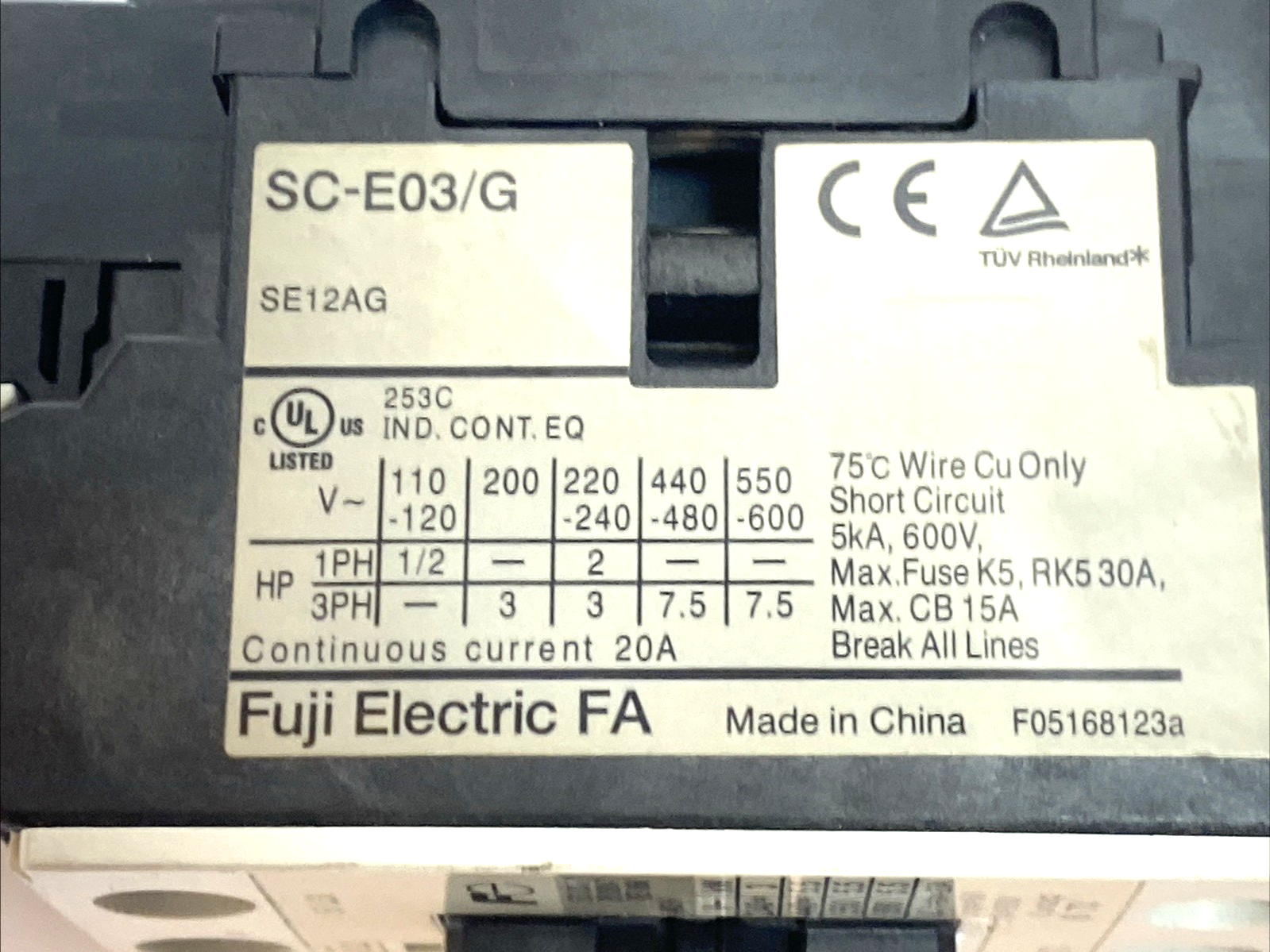 Fuji SC-E03/G Motor Starter Contactor & Overload TK-E02 - Maverick Industrial Sales