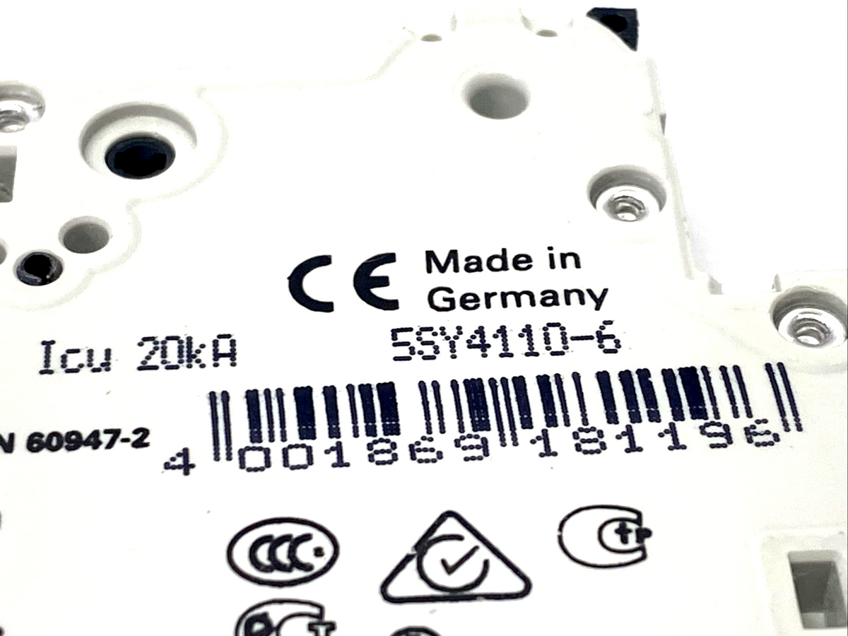 5SY4110-6 | Siemens Miniature Circuit Breaker 1P 10A 230/400V 10kA - Used - Maverick Industrial Sales