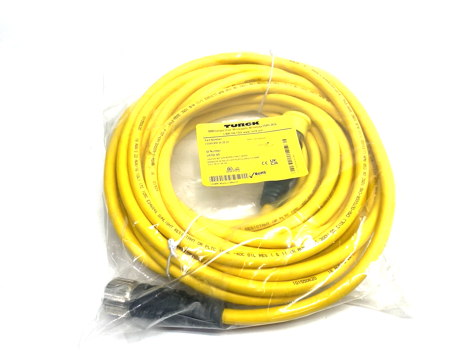 CSSM CKM 19-19-10 | Turck multifast Double Ended Connection Cordset U4707-89 - New - Maverick Industrial Sales