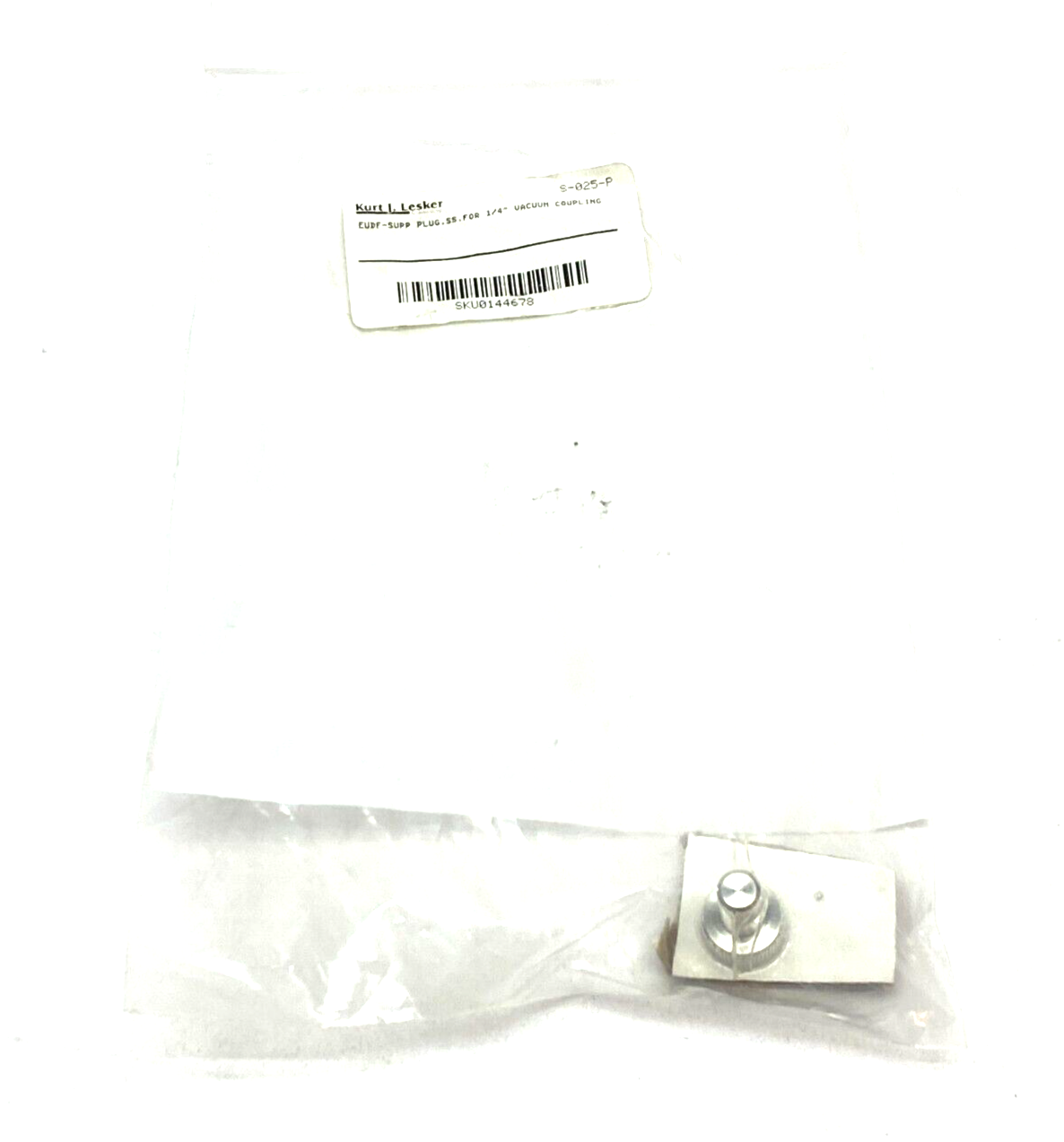 Kurt J Lesker S-025-P Feedthrough Baseplate Coupling EUDF Plug for 1/4" Vaccum - Maverick Industrial Sales