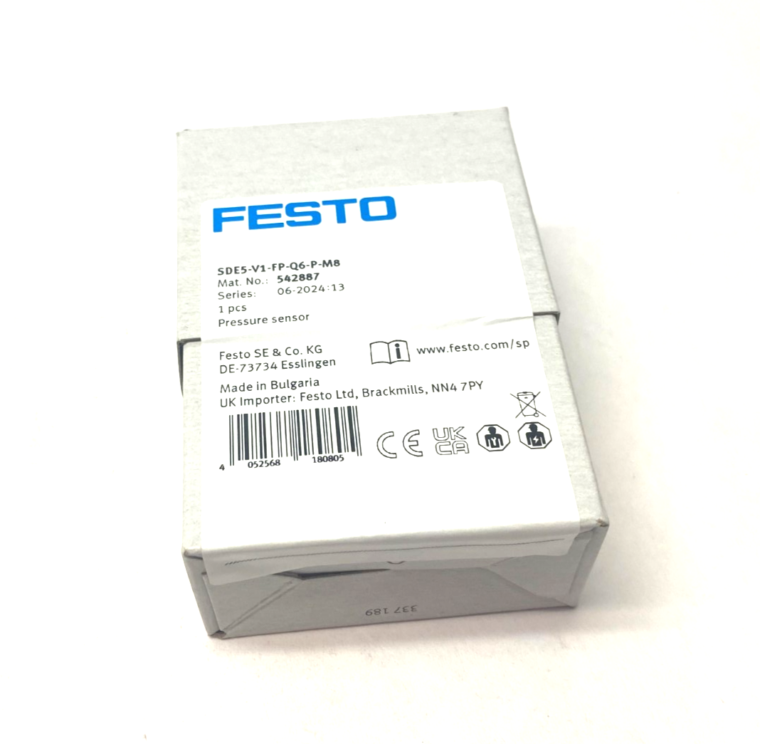 Festo SDE5-V1-FP-Q6-P-M8 Pressure Sensor, Switchable, 0 to -1bar 542887 - Maverick Industrial Sales