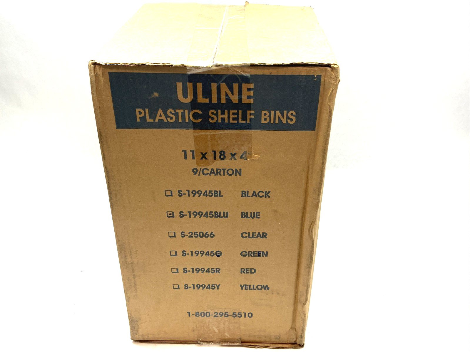 Uline S-19945BLU Blue Plastic Shelf Bins 11" x 18" x 4" LOT OF 9 - Maverick Industrial Sales