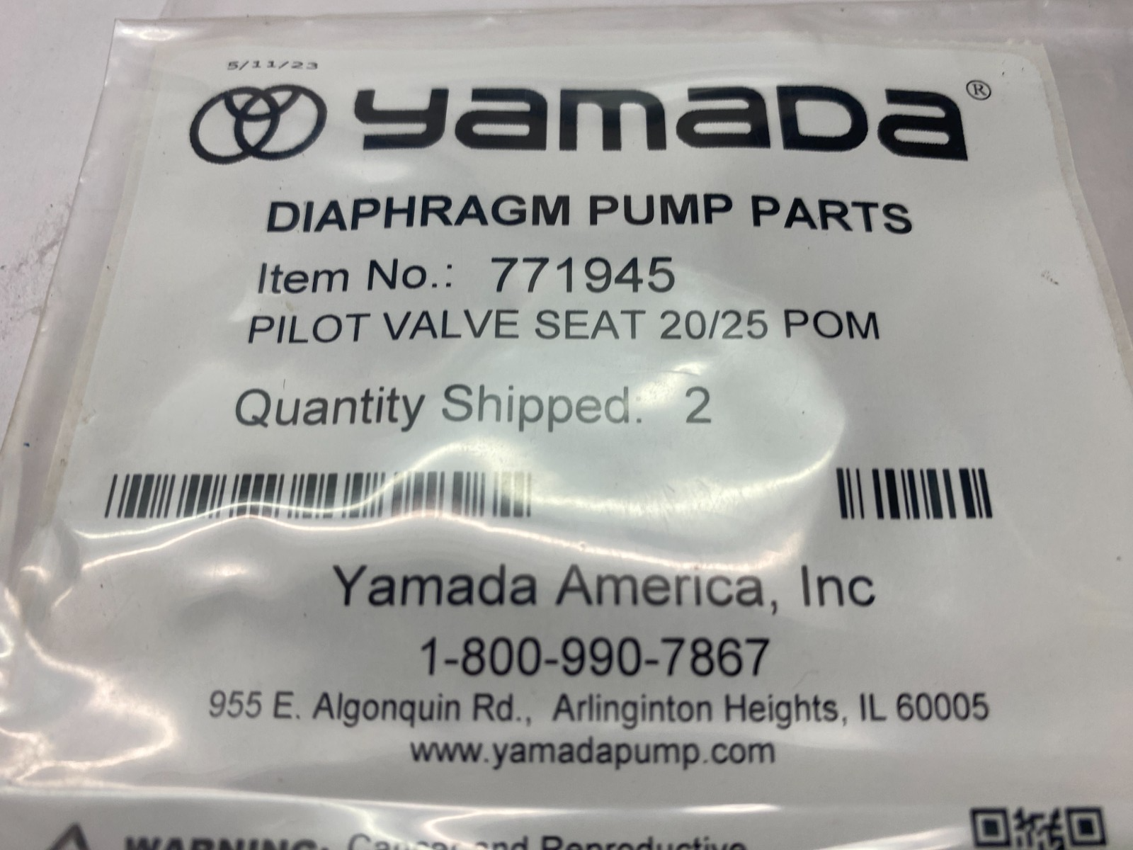 Yamada 771945 Pilot Valve Seat 20/25 POM PKG OF 2 - Maverick Industrial Sales